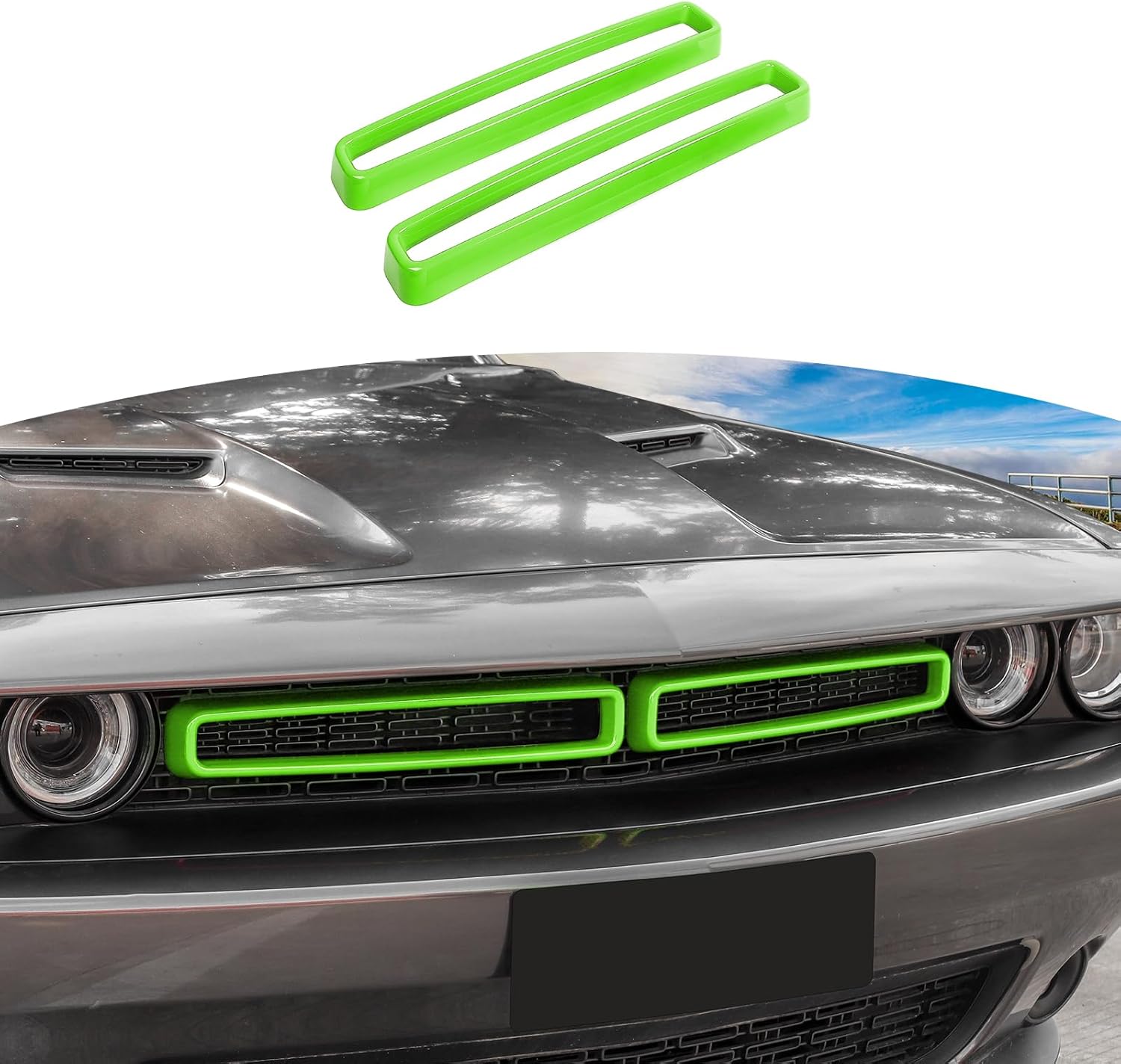 for Challenger Grille Insets Trim Cover Fit for Dodge Challenger 2015-2023 Green Exterior Accessories 2pcs