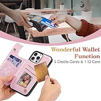 Vista 10 de UEEBAI Funda tipo cartera para iPhone 15 Pro Max con tarjetero, cubierta de cuero PU con soporte, bloqueo RFID, doble cierre magnético, relieve