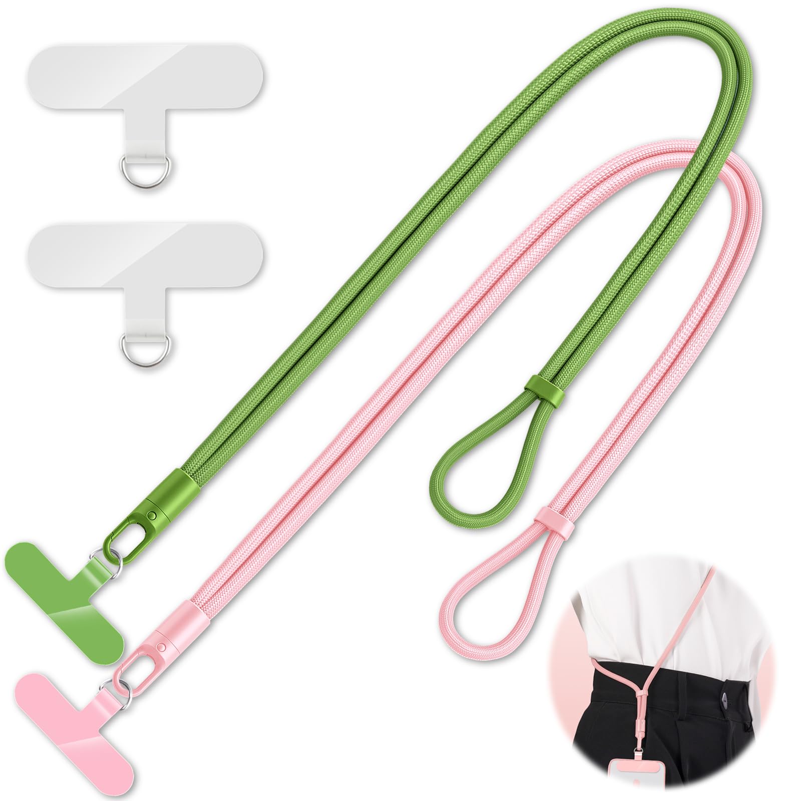 KITANIS 2 Pack Phone Lanyard,2×Phone crossbody strap,4×Tether Tabs,Universal Cell Phone Multifuctional Patch Polyester Lanyards,Cell Phone Lanyards