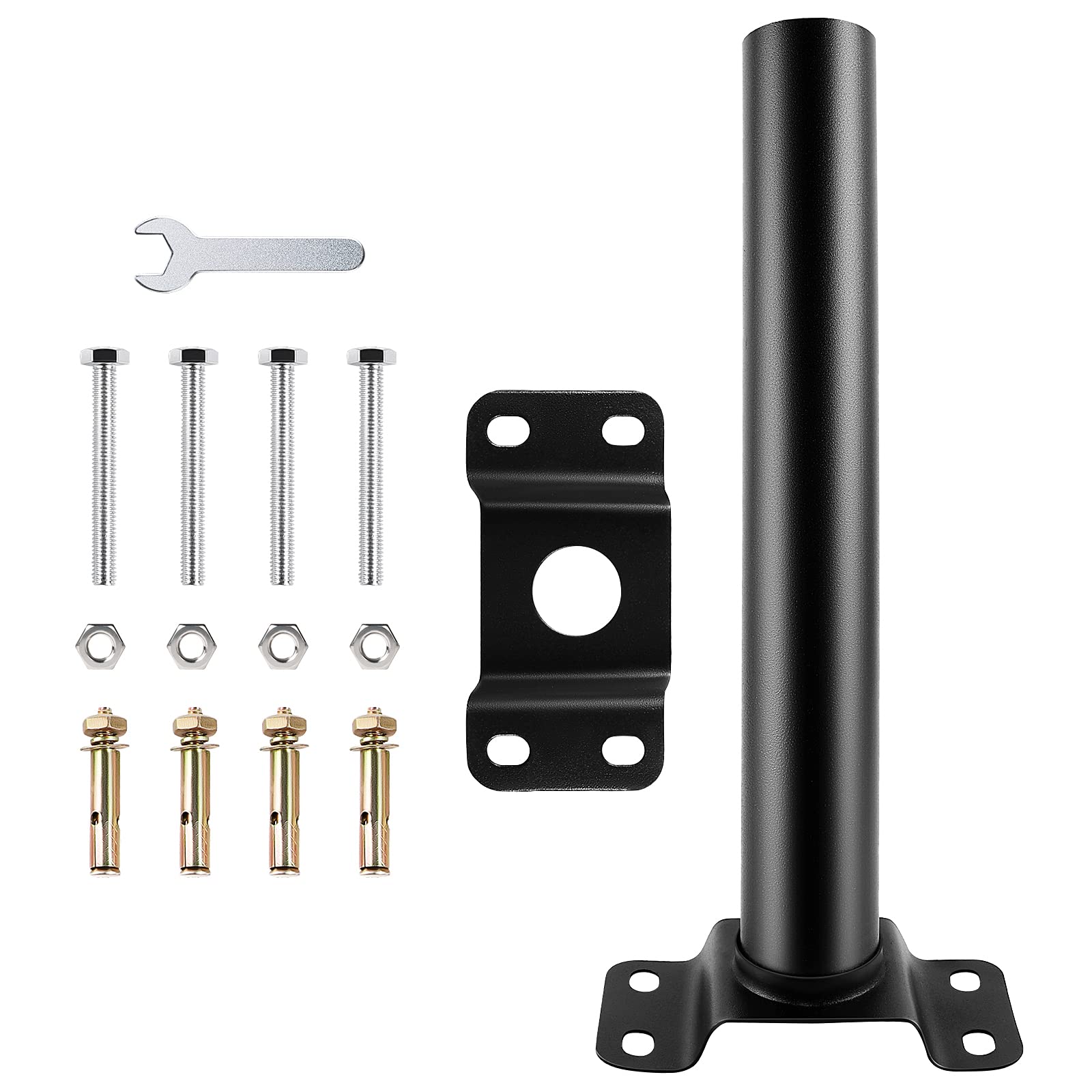 LERMITY Black Mounting Pole Pick Arm for Solar Street Light Metal LED Light Mounting Bracket