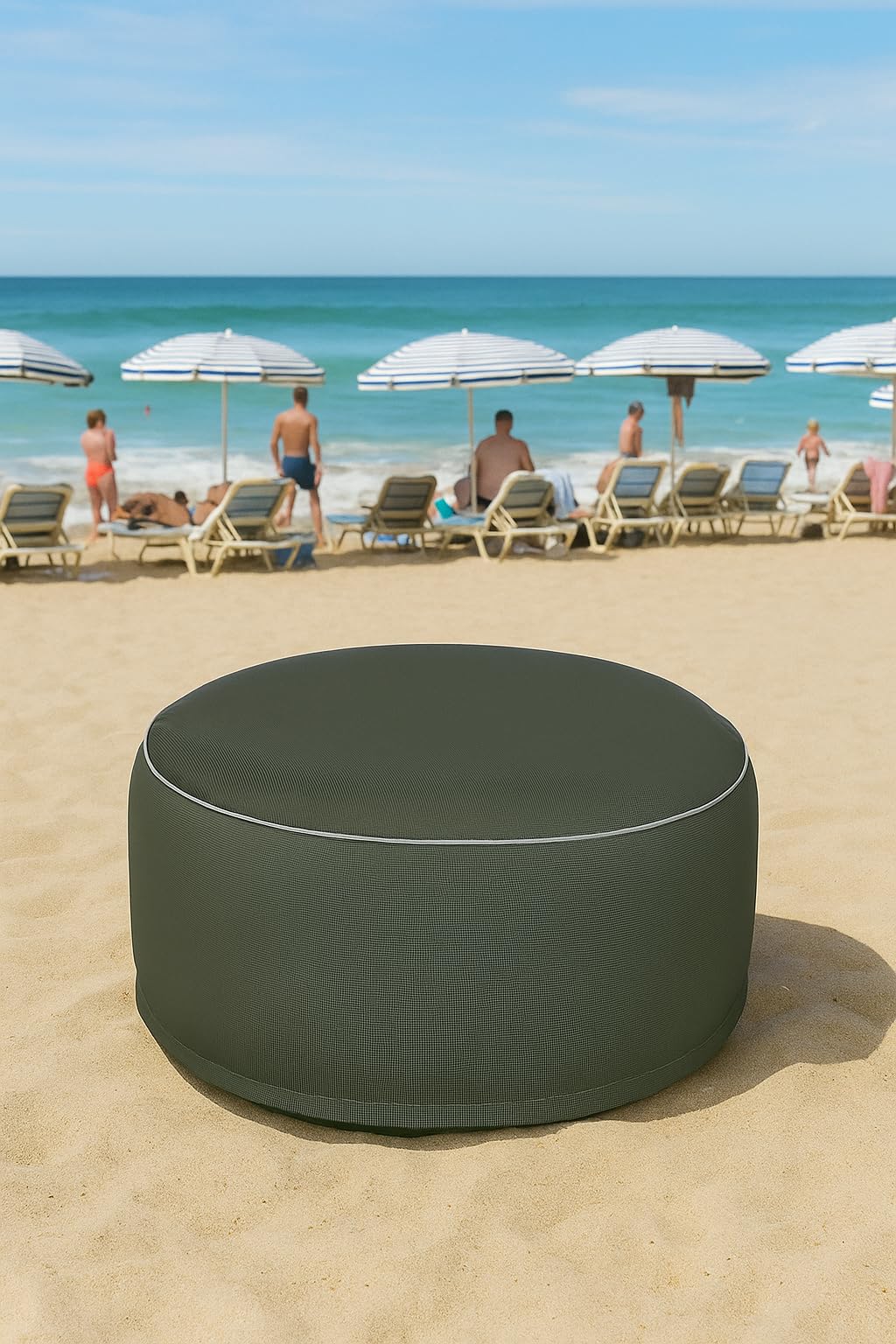 Brandsseller Puf hinchable para exteriores, 55 x 25 cm, resistente al agua y a la intemperie, para jardín, terraza, salón y playa, fácil de limpiar