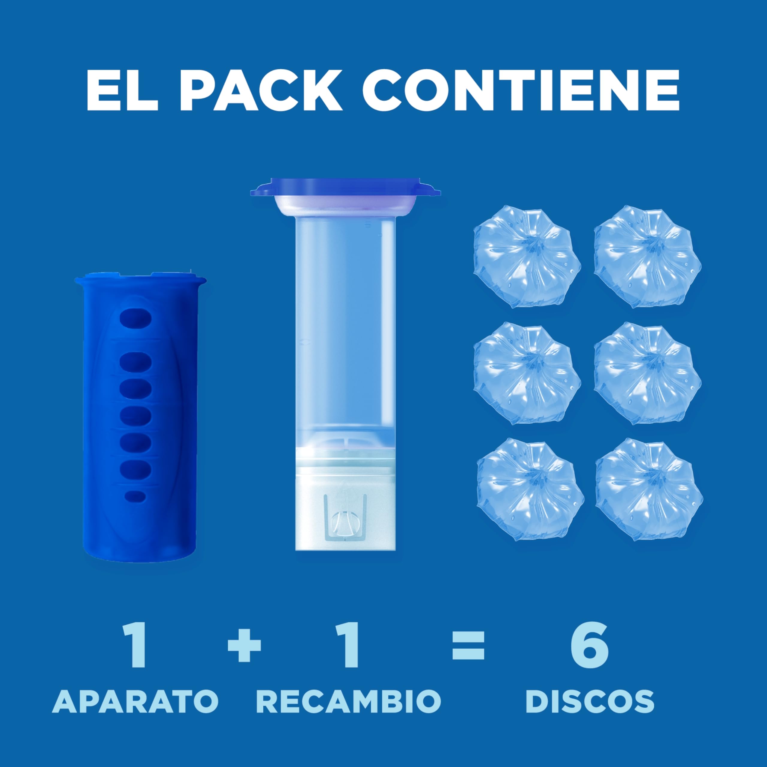 Pato Discos Activos WC Lima, Limpia, Refresca y Perfuma el Inodoro, Eficacia 360°, 1 Aparato + 1 Recambio = 6 discos