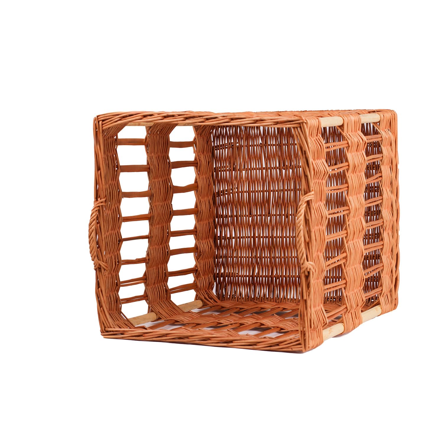 e-wicker24 Présentoir à pain debout, huche à pain en osier naturel, corbeille baguette en osier, panier de service (45x45 H60/60)