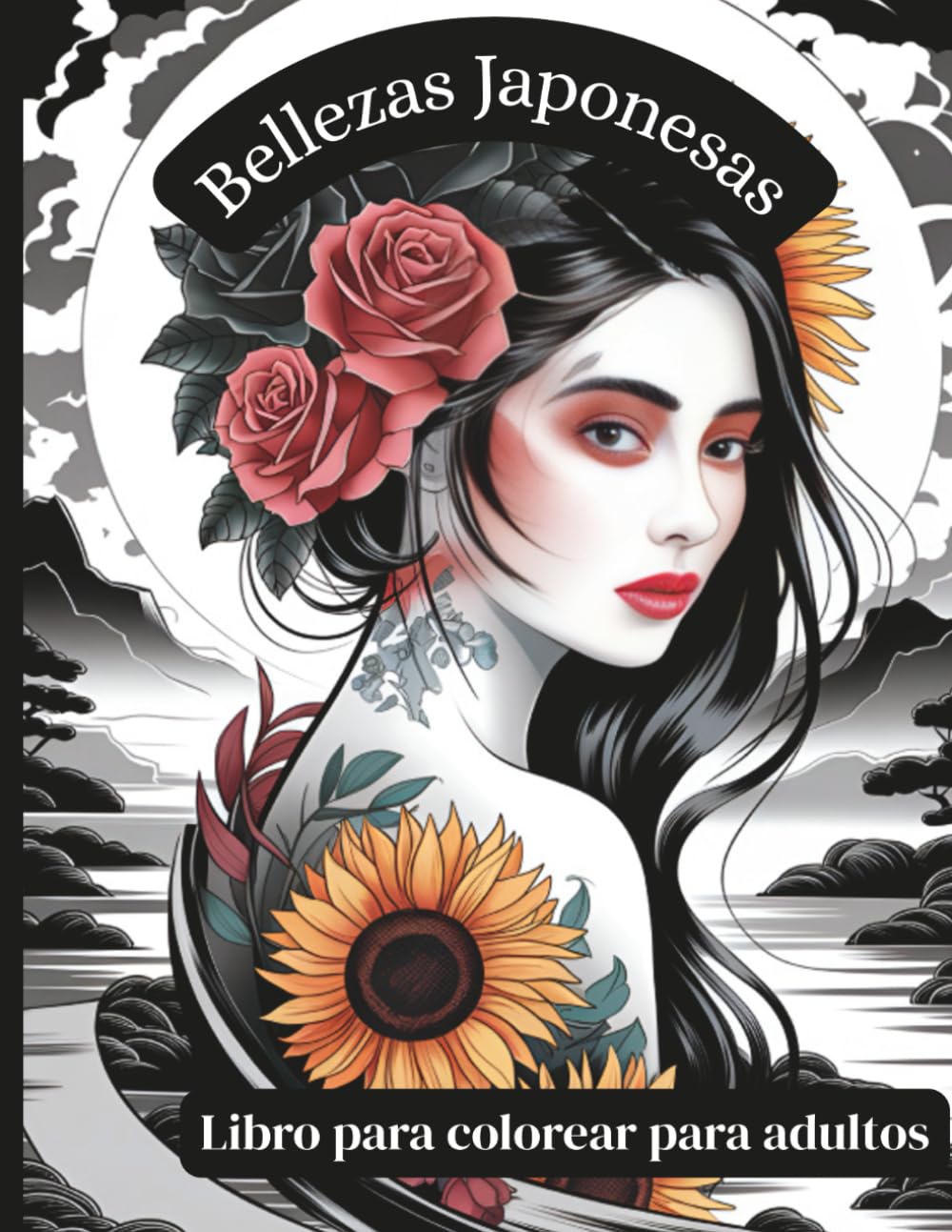 Bellezas Japonesas – Libro para colorear para adultos: 50 retratos elegantes y escenas tradicionales con mujeres japonesas en kimonos – para colorear, relajarse y descubrir la belleza oriental