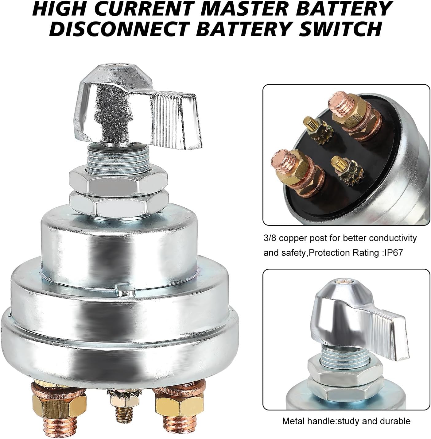 3/8" 4 Post 200A High Current Battery Disconnect Battery Quick Disconnect Power Shut Off 12V