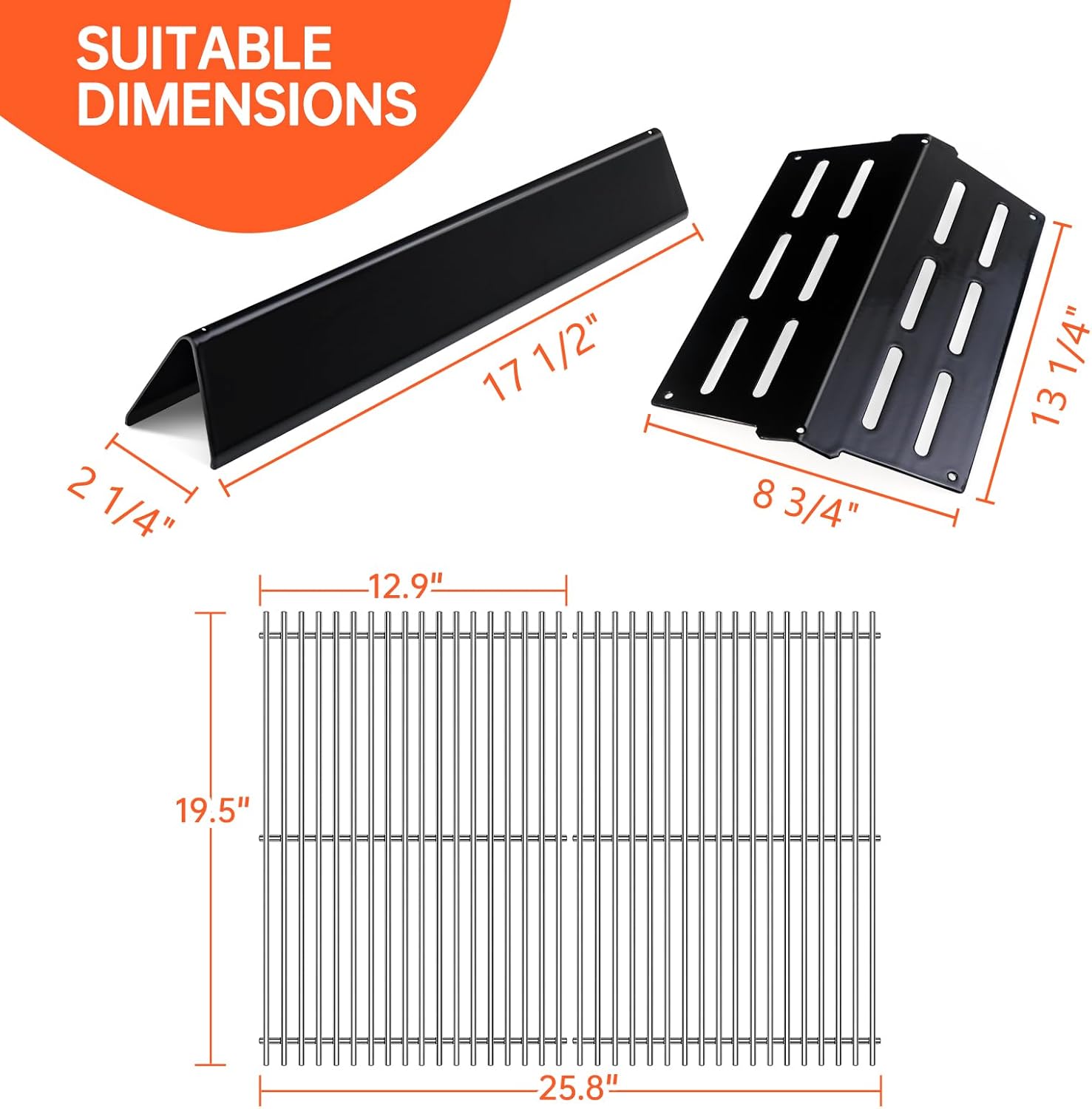 Porcelain Steel Heat Deflectors Flavorizer Bars with 2Pack Cooking Grates for Weber Genesis Grill Replacement Parts E-310 E-320 E-330 S-310 S320 S-330 EP-310 EP-320 7524 7528 7620 7622 Replace