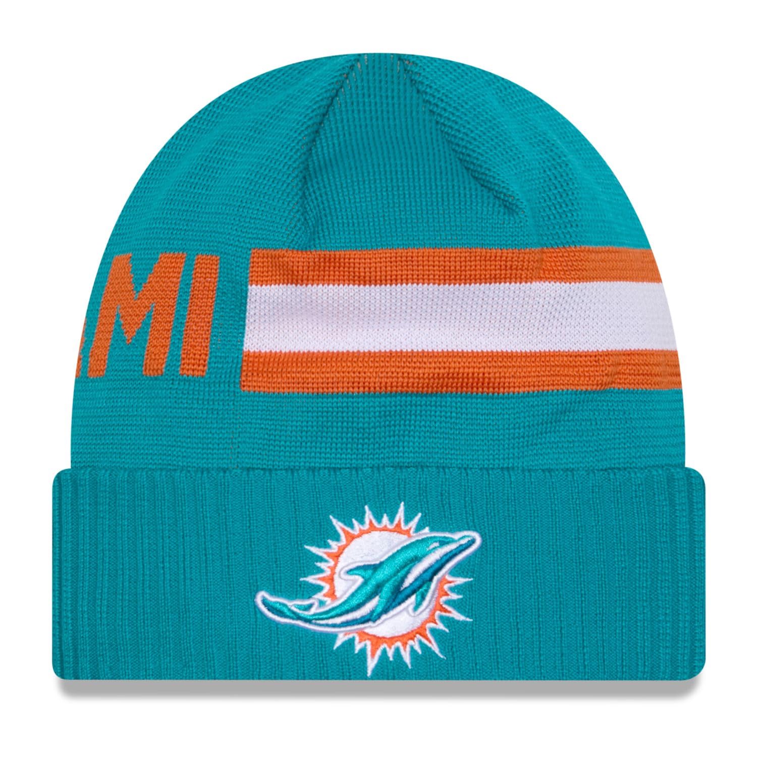 New Era Unisex Aqua Nfl Sideline Tech Knit Beanie - Miami Dolphins