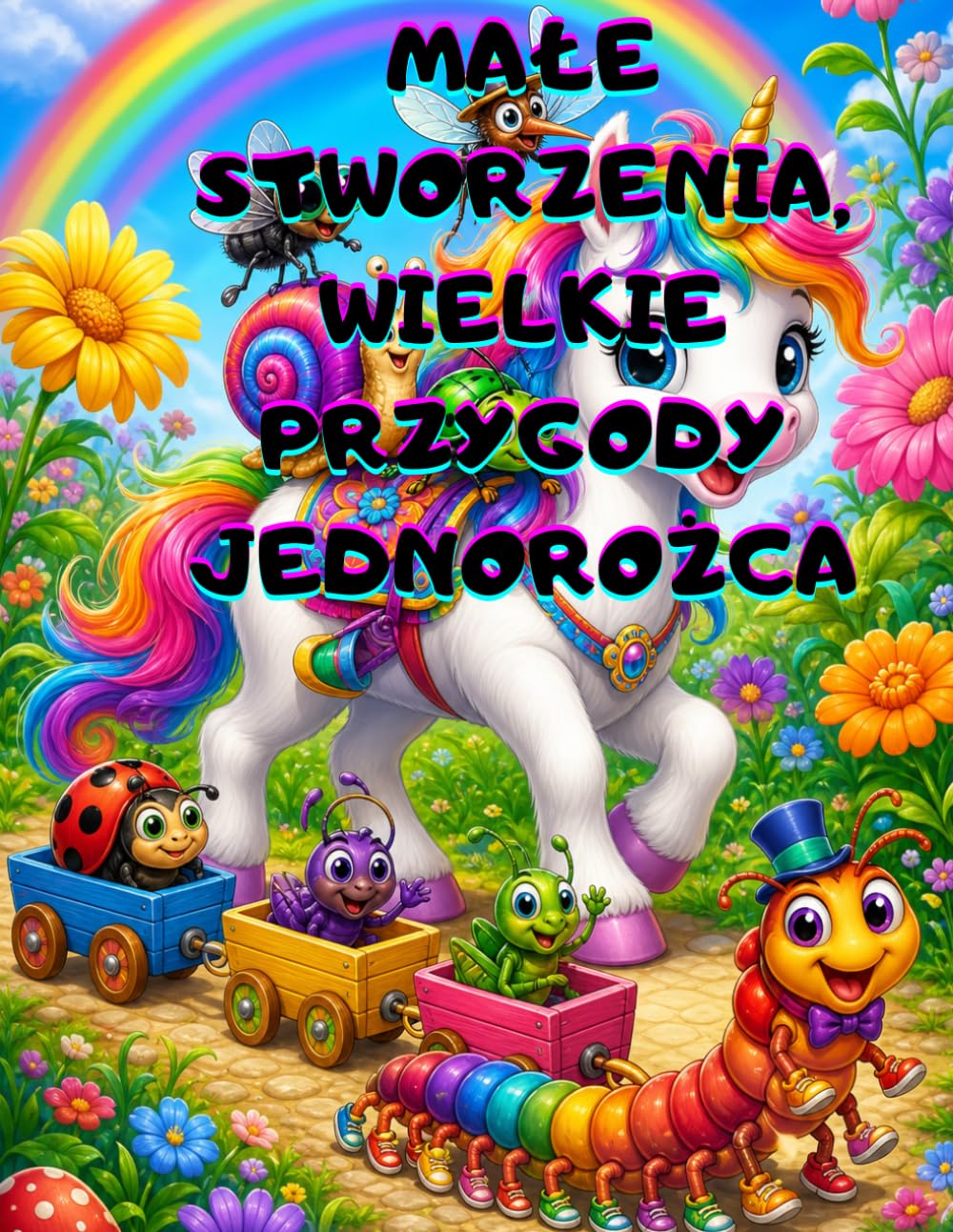 MAŁE STWORZENIA, WIELKIE PRZYGODY JEDNOROŻCA Kolorowanka dla dzieci 4–8 lat z 50 obrazkami owadów, robaczków i niezwykłych małych stworzeń takich jak ... prezent na święta dla chłopca i dziewczynki.