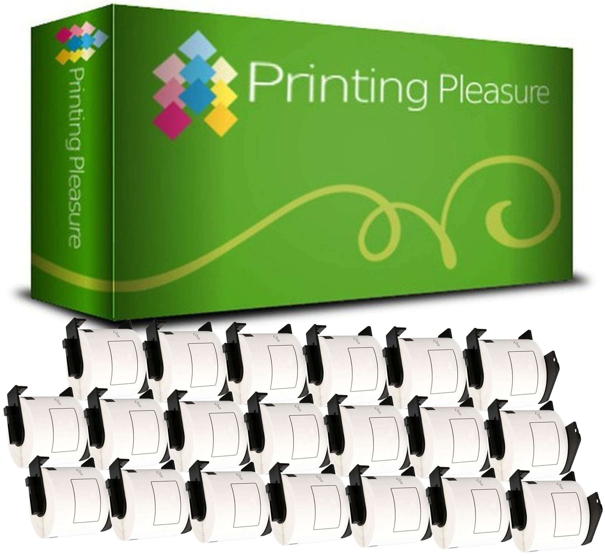 Printing Pleasure 20 x DK11202 Address Labels Compatible with P-Touch QL-500 QL-570 QL-700 QL-720 QL-800 QL-810 QL-820 QL-1100 QL-1110 | 62mm x 100mm | 300 Labels per Roll | Thermal Paper Roll