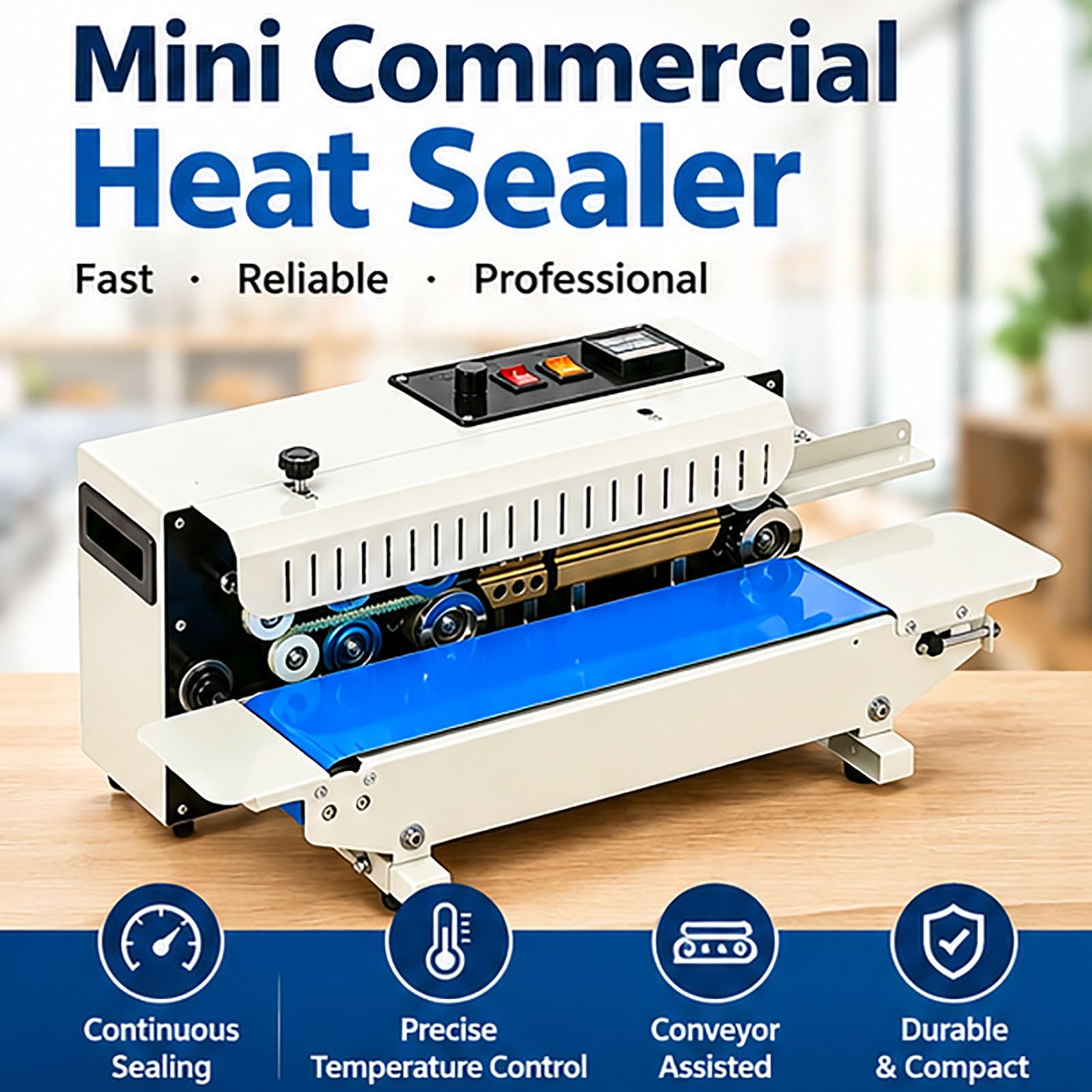 Scelleuse thermique commerciale, machine scellement sacs horizontale