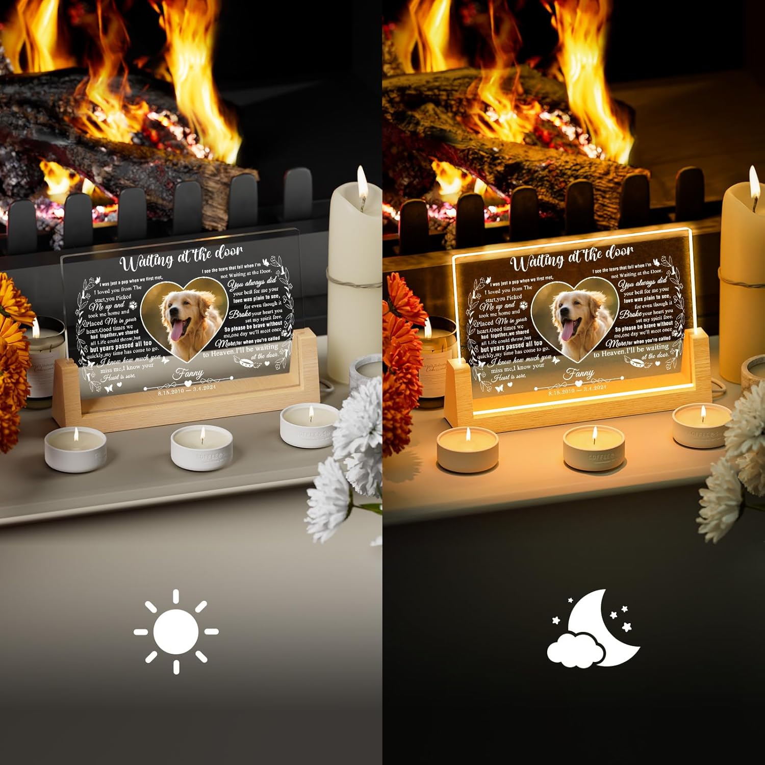 Bemaystar Personalized Pet Memorial Gifts - in Memory of Dog Night Lights, Custom Dog Memorial Gifts for Loss of Dog, Pet Loss Gifts, Memorial Plaques for Dogs, Pet Horizontal Memorial Gifts - Image 6
