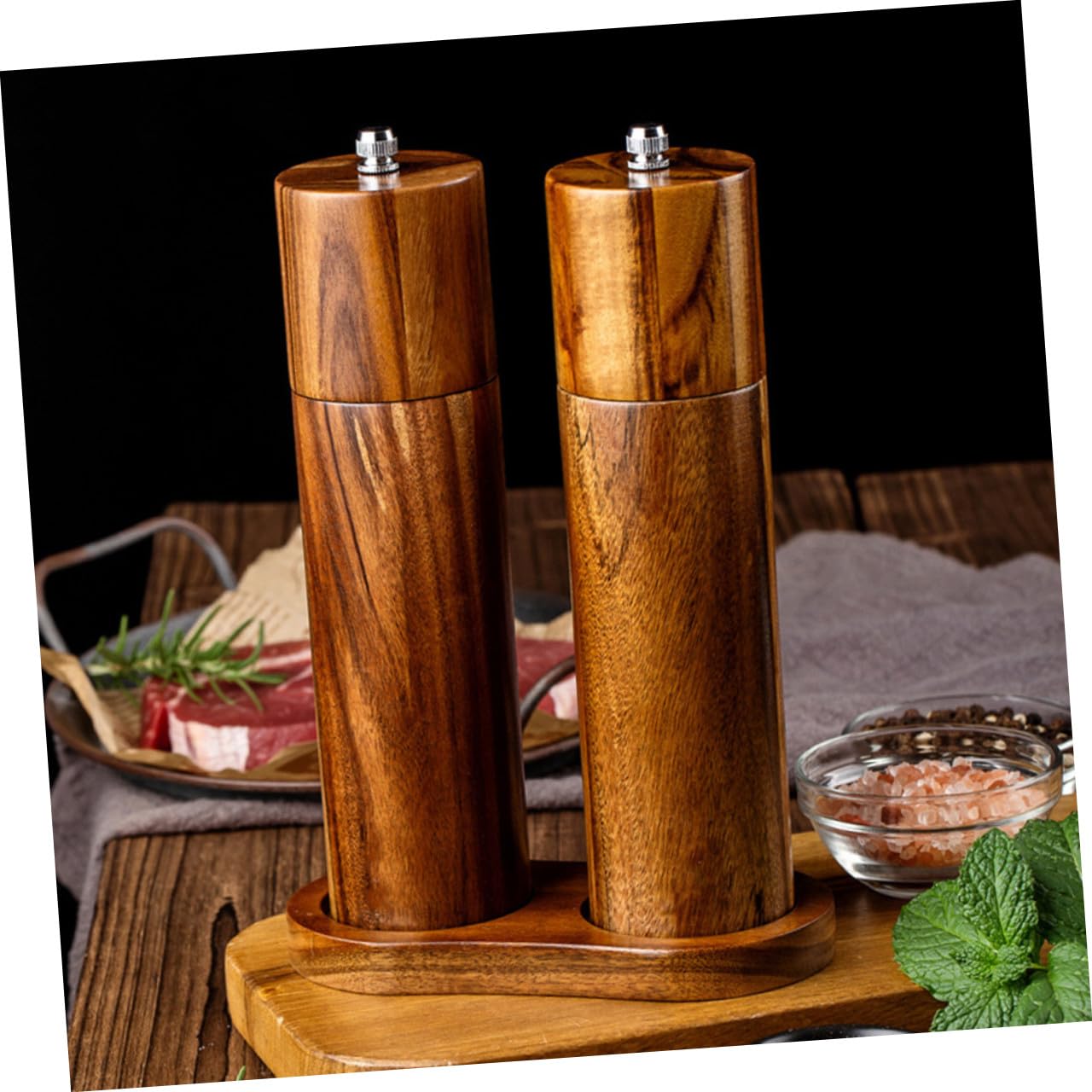 Manuelle Pfeffermühle Einfache Bedienung mit Keramikmahlwerk aus Akazienholz Stilvolles Design für Küche und Gewürzmühlen Einsatz