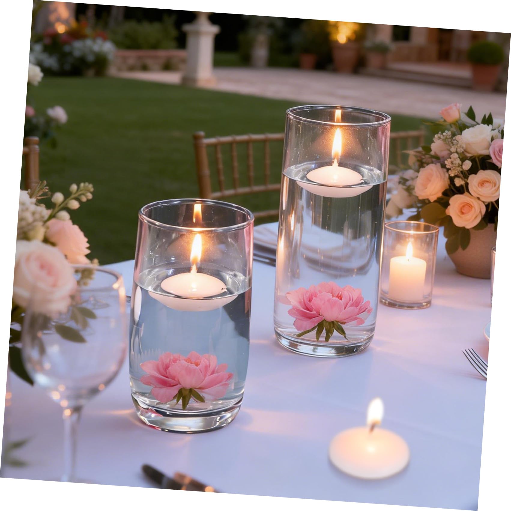 jojofuny 50 Piezas Velas Flotantes Decorativas para Boda Luz Cálida, Cera de Parafina, Diseño Redondo Elegante y Romántico para Eventos y Fiestas