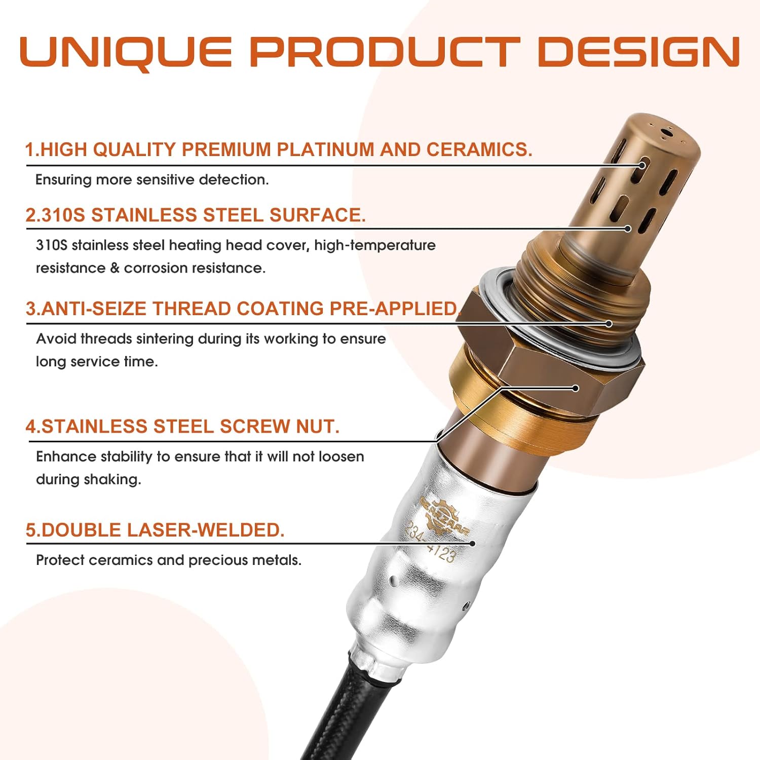 2Pcs Oxygen O2 Sensor Upstream Downstream Compatible with Honda Civic 2001-2005 1.7L Front & Rear O2 Sensor Replaces 234-4092 234-4123 D17A7