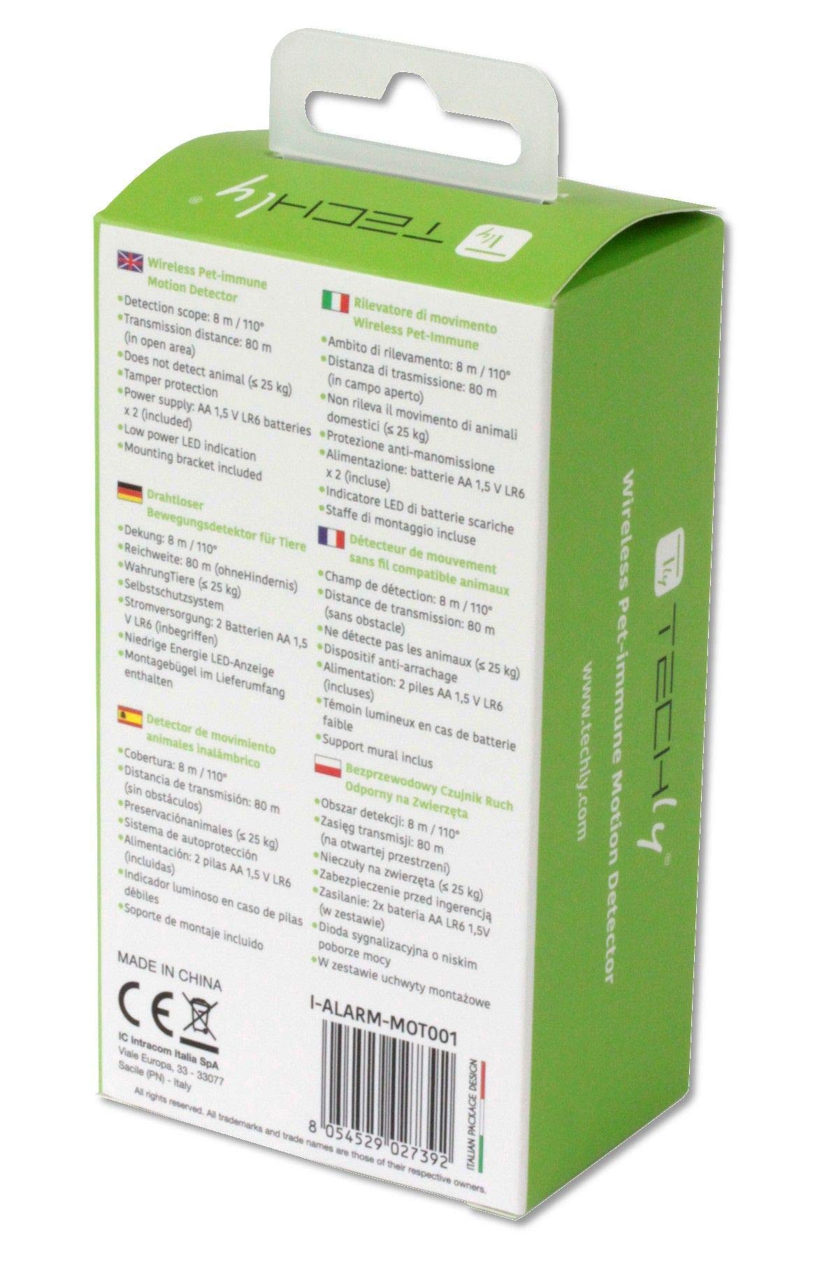 Techly I-ALARM-MOT001 PET Czujnik ruchu bezprzewodowego