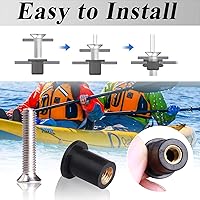 Vista 4 de 45 pares de tuercas roscadas de neopreno M4 M5 M6 con tornillos de acero inoxidable M5, tuercas roscadas de goma para kayak, pernos de latón