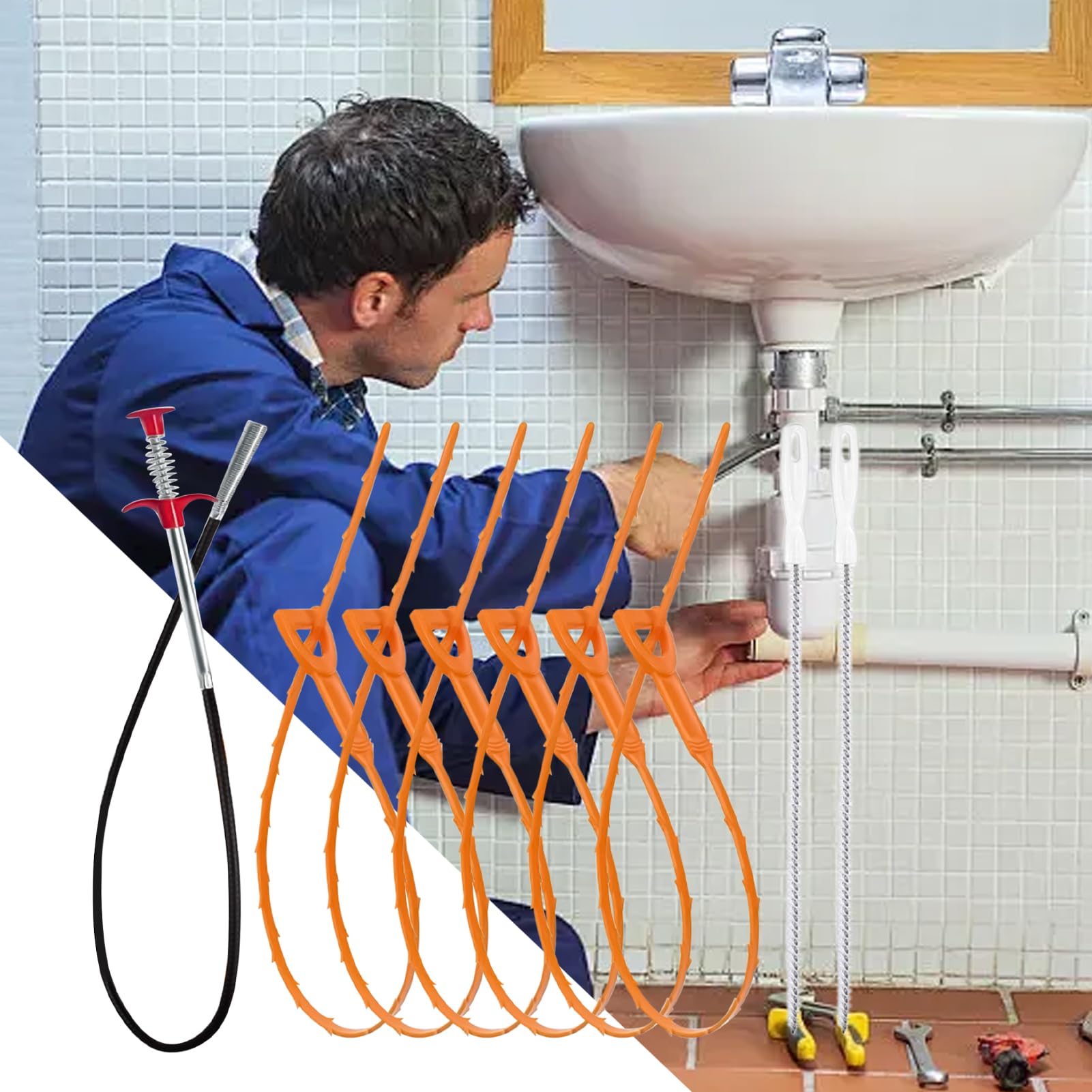 Déboucheur de Canalisation pour Cheveux Câble Flexible Lavabo Salle de Bain