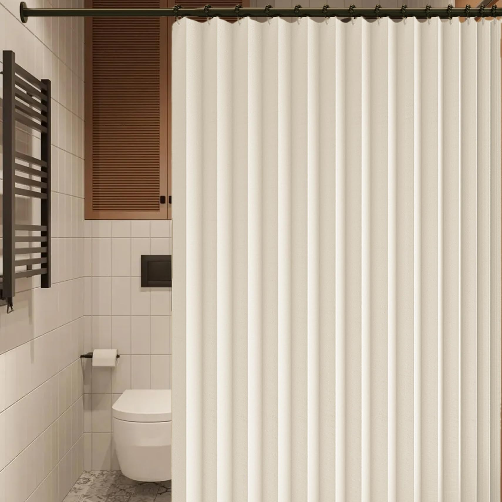 Rideau de séparation beige 135x190 cm occultant et isolant pour entrée et salon