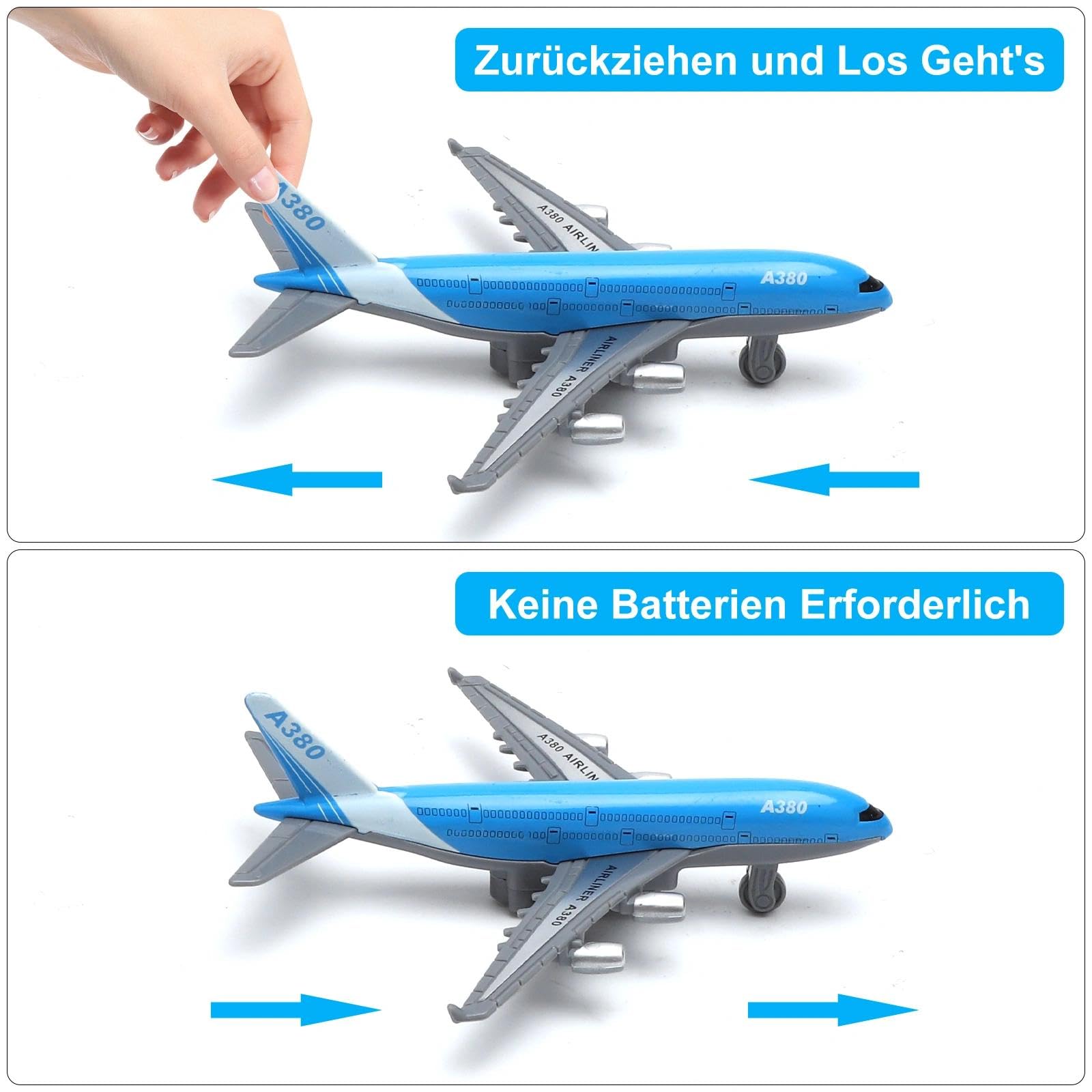 Jouet Avion Airbus A380 14 Cm – Mini Modèle Métal Avec Fonction Retrait Pour Enfants