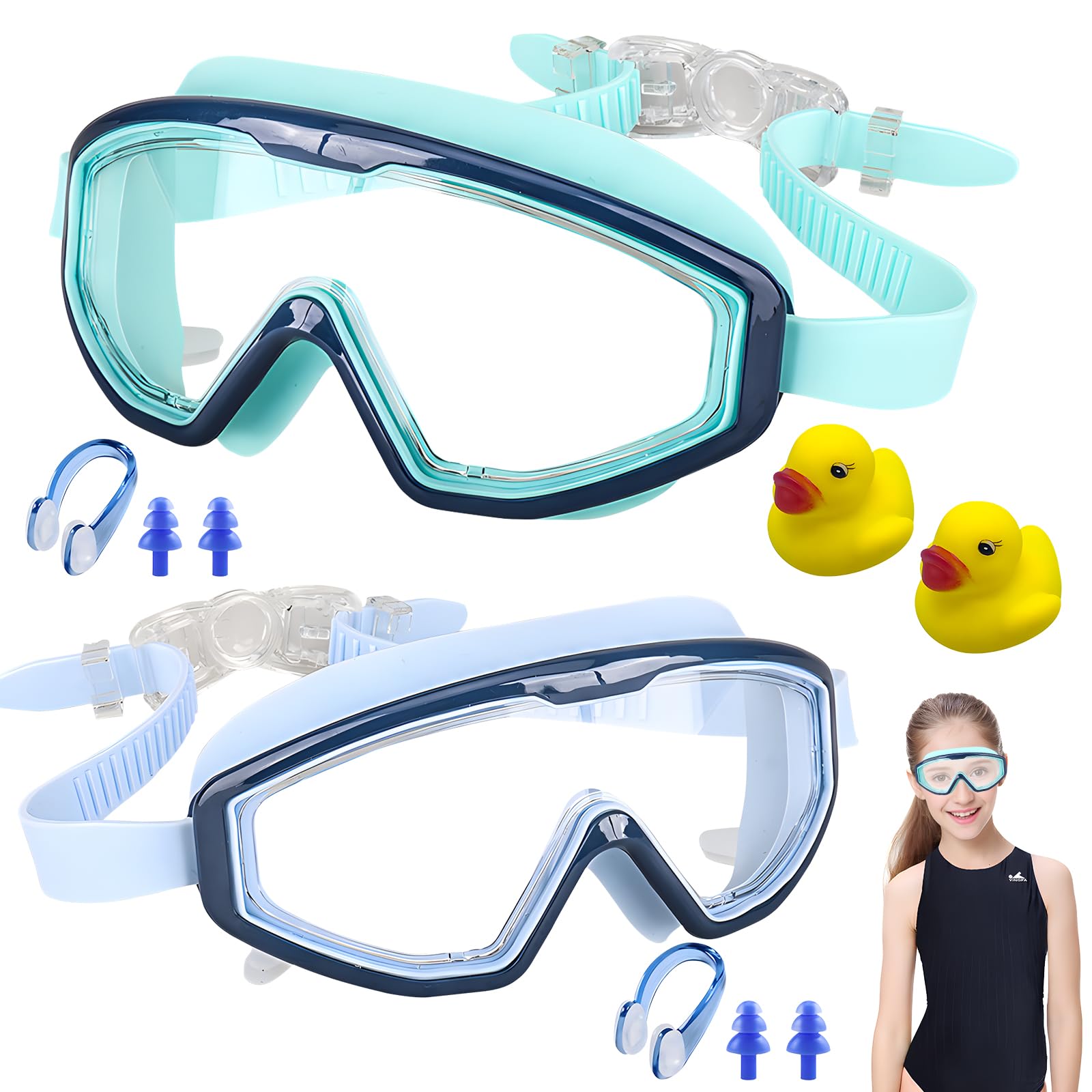 sylbx 2 Piezas Gafas de Natación para Niños,Gafas Natación para Niños,Gafas Buceo Niño Antivaho,Gafas de Natación Niños,Ajustable Gafas Natacion Niño para Niños y Niñas de 3 a 15 Años