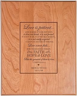 LifeSong Milestones Personalized Wedding Guest Book Gift Mr & Mrs Custom Anniversary Cherry Wood Wedding Memory Album Gift Ideas Made (Love is Patient 12x15)
