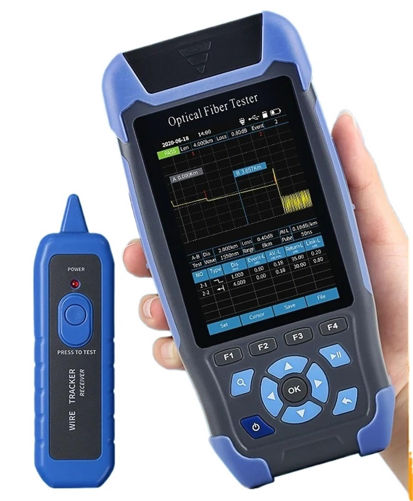 CVFRDD OTDR 60KM Optical Time Domain Reflectometer 1310/1550nm 24/22dB Fiber Optic Cable Tester Built-in VFL OPM OLS