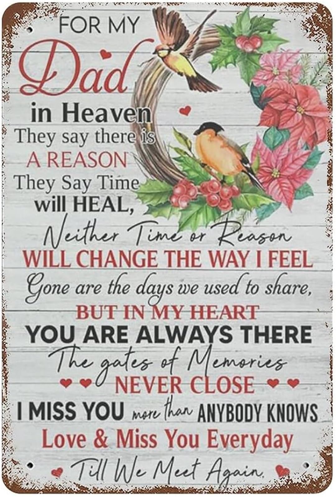 PKNVKZIDK For My Dad In Heaven Rustic Vintage Metal Sign For Farmhouse Cottage Cabin Shed Barn Wall 8 X 12 in