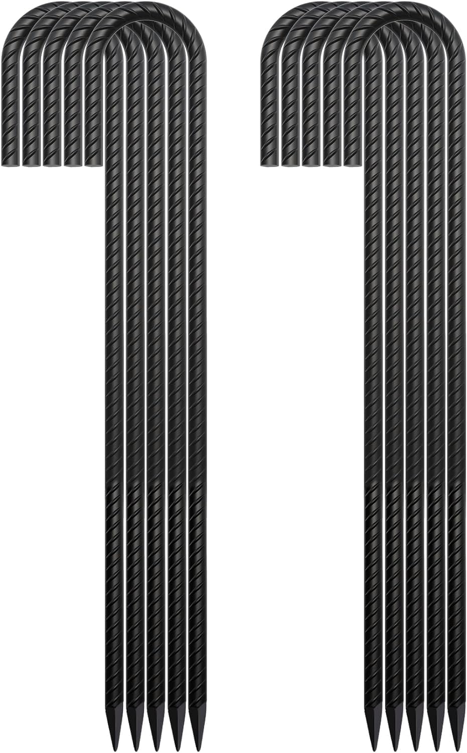 AAGUTRebar Stakes 16 Inch 16 Pack 1/2" Heavy Duty J Hook Ground Spikes, Tent Stakes Chain Link Fence Metal Steel Anchors for Outdoor Decorations, Inflatables, Trampoline, Canopy, Swing Set
