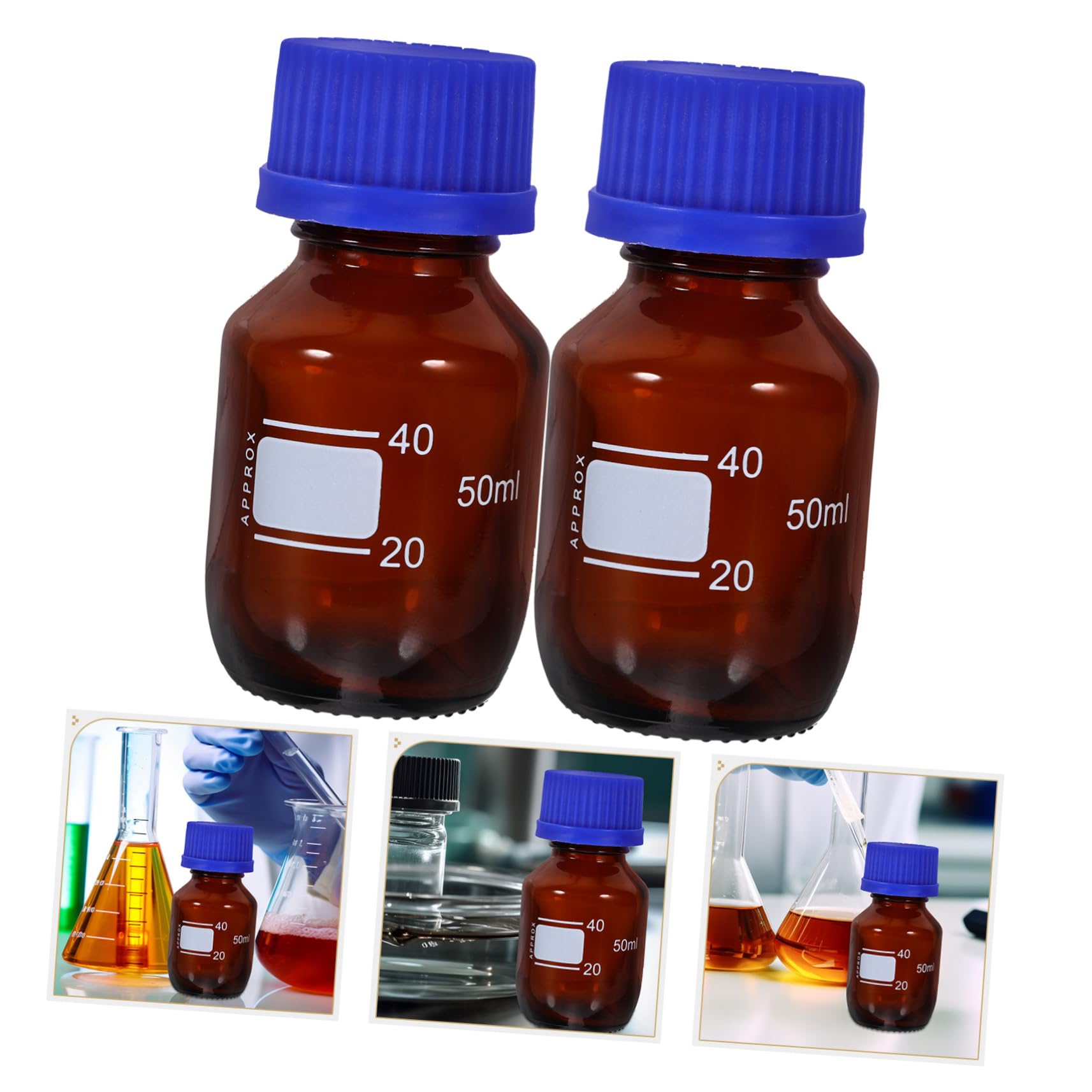 TOPBATHY 5 Sätze Reagenzflasche Mit Blauem Deckel Chemikalienflaschen Versiegelte Reagenzflasche Reagenzmedienbehälter Für Labore Messflasche Für Reagenzien Mit 2 Stück * 5