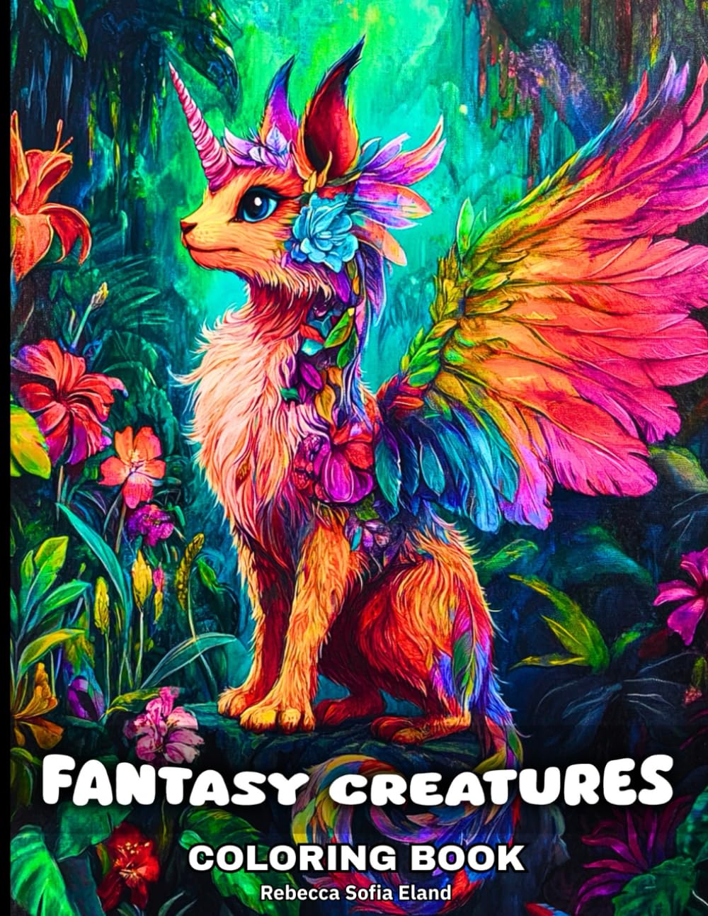 Fantasy Creatures Coloring Book for Adults and Teens: 50 Fantasy Coloring Pages Featuring a Magical World of Dragons , Fairies , Mythical Creatures ..