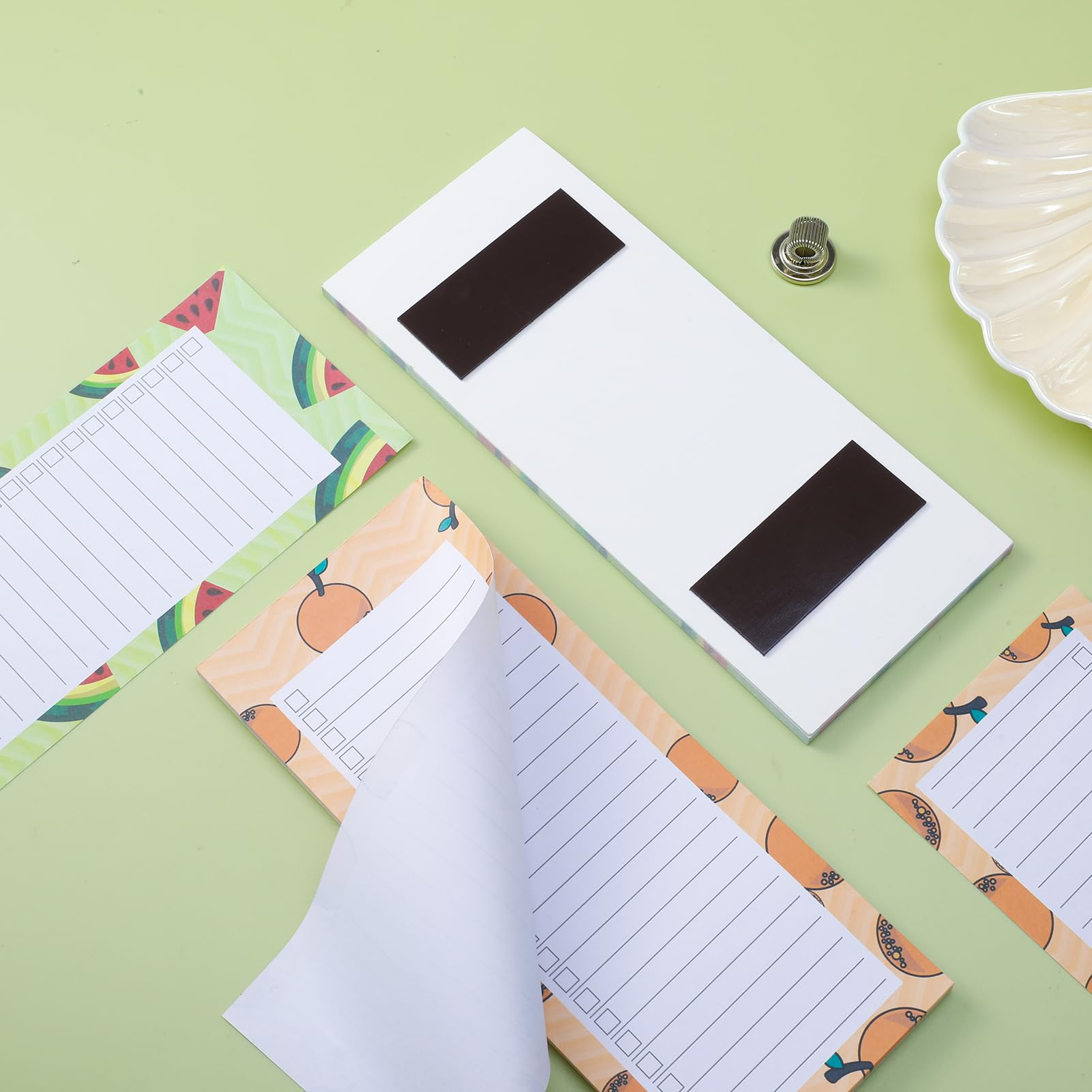 FRIUSATE 2 Pack Magnetic Shopping List Pad & 1 Magnetic Pen Clip 100 Tear Off Sheets Magnetic Grocery List Magnetic Notepad Magnetic Pen Holder For Fridge - Image 3