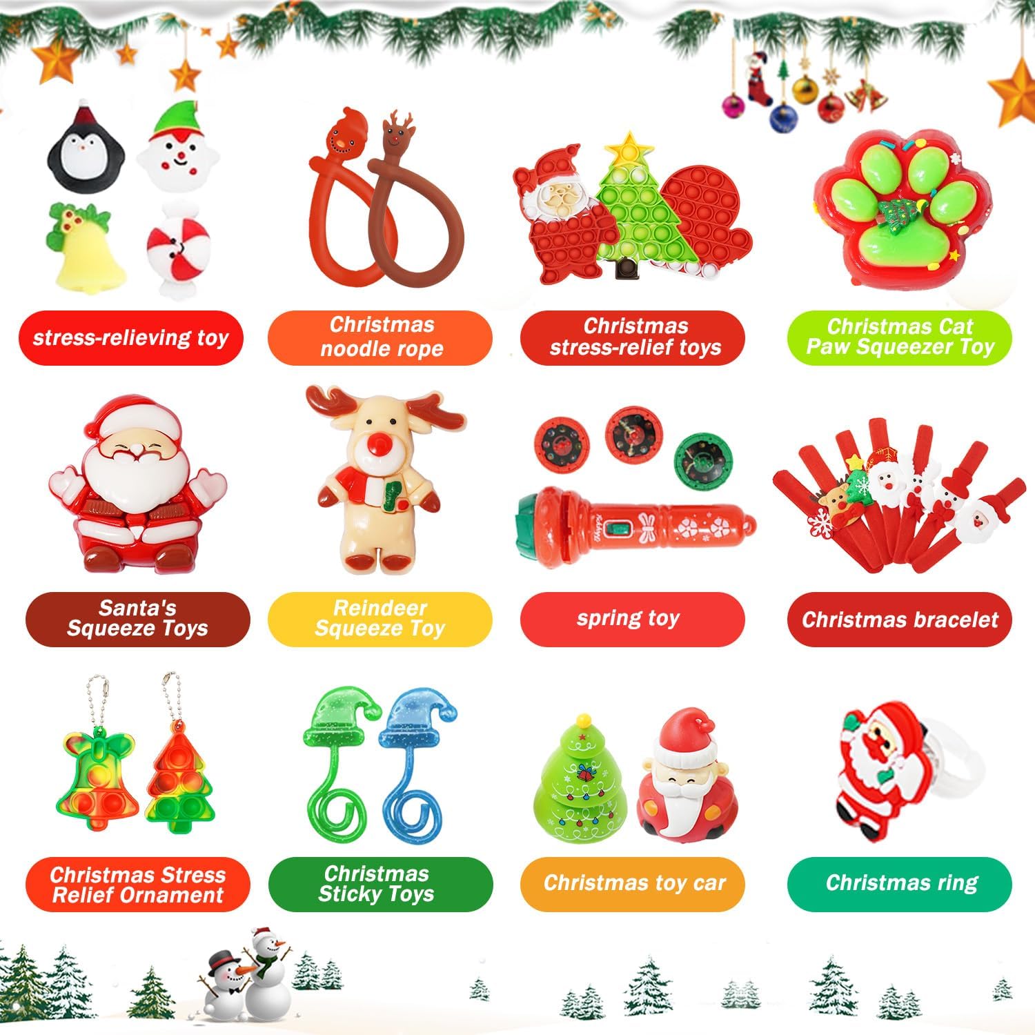 Fidget Advent Calendar 2025 For Kids,24 Days of Surprises Fidget Toys Bulk - Christmas Countdown Advent Calendars,Xmas Party Favors Stocking Stuffer Gifts Sensory Toy Surprise Gifts For Boys Girls