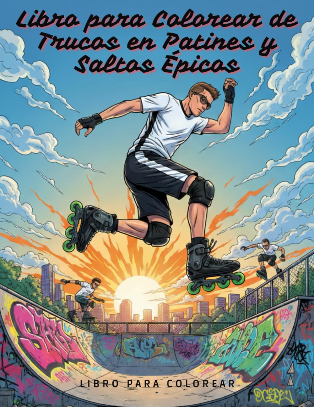Libro para Colorear de Trucos en Patines y Saltos Épicos: Roller Skating Radical - 93 Páginas de Acrobacias Extremas para Adolescentes y Adultos