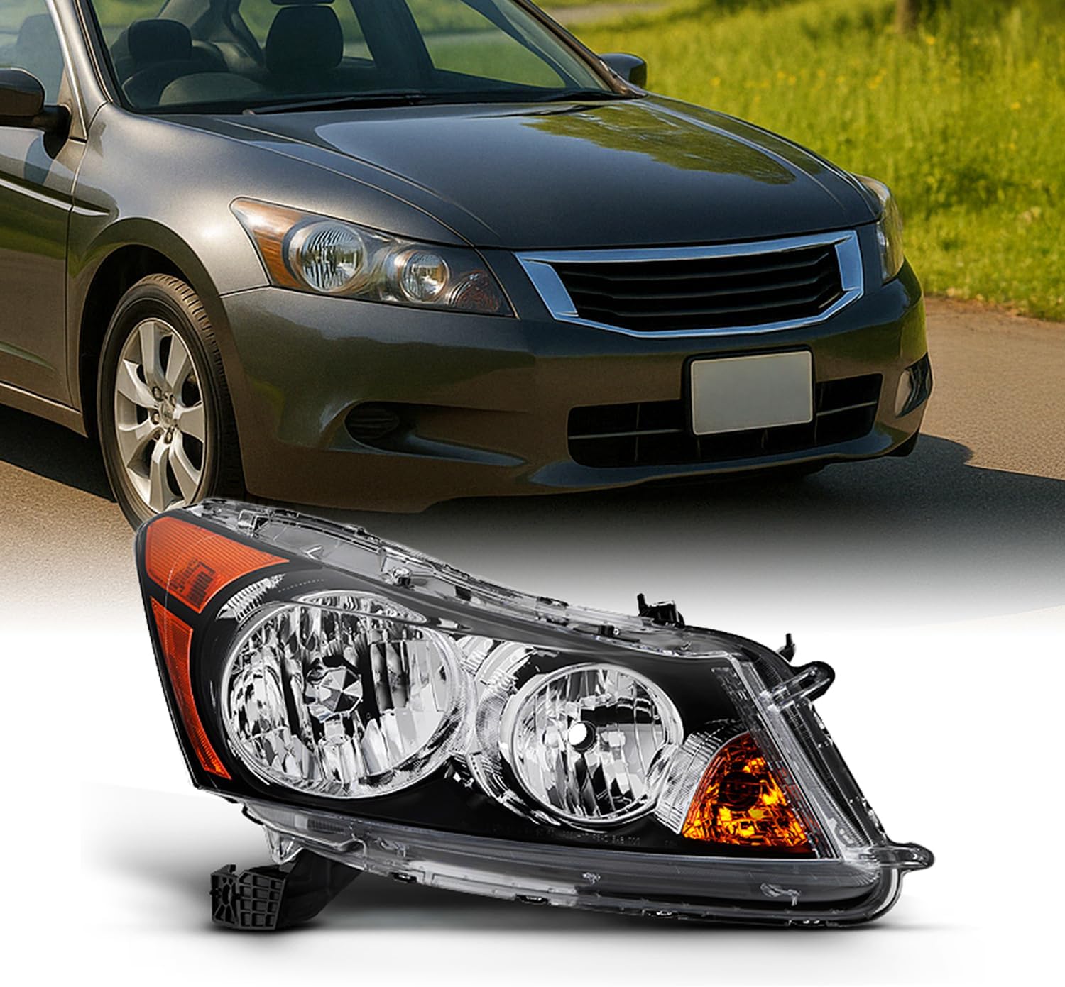 AKKON - For 2008 2009 2010 2011 2012 4-Door Sedan Honda Accord Right Passenger Side Headlight Headlamp Assembly