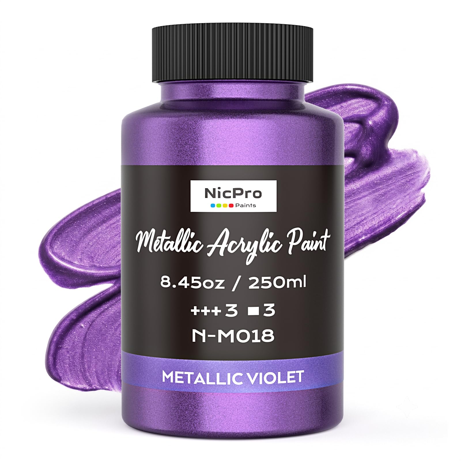 Nicpro Metallic Violet Acrylic Paint, 8.45oz/250ml Purple Craft Paint,