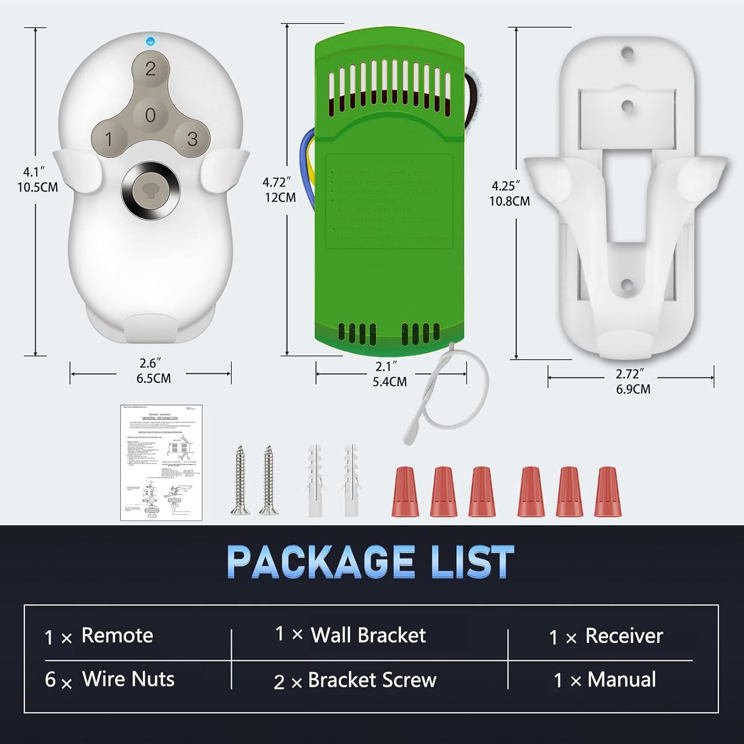 Universal Fan Remote Control Kit for Hunter, 3 Speeds with Light Dimmer, Compatible with Hunter, Harbor Breeze, Hampton Bay, Replace Hunter 99770 99813 99815 99384 99772 99122 99123 99600