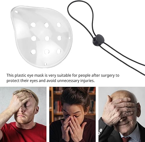 Miniatura 7 de 4 parches de plástico para ojos de 9 agujeros con 4 cuerdas elásticas, transpirables y cómodos, protección ocular, adecuados para niños, adultos,