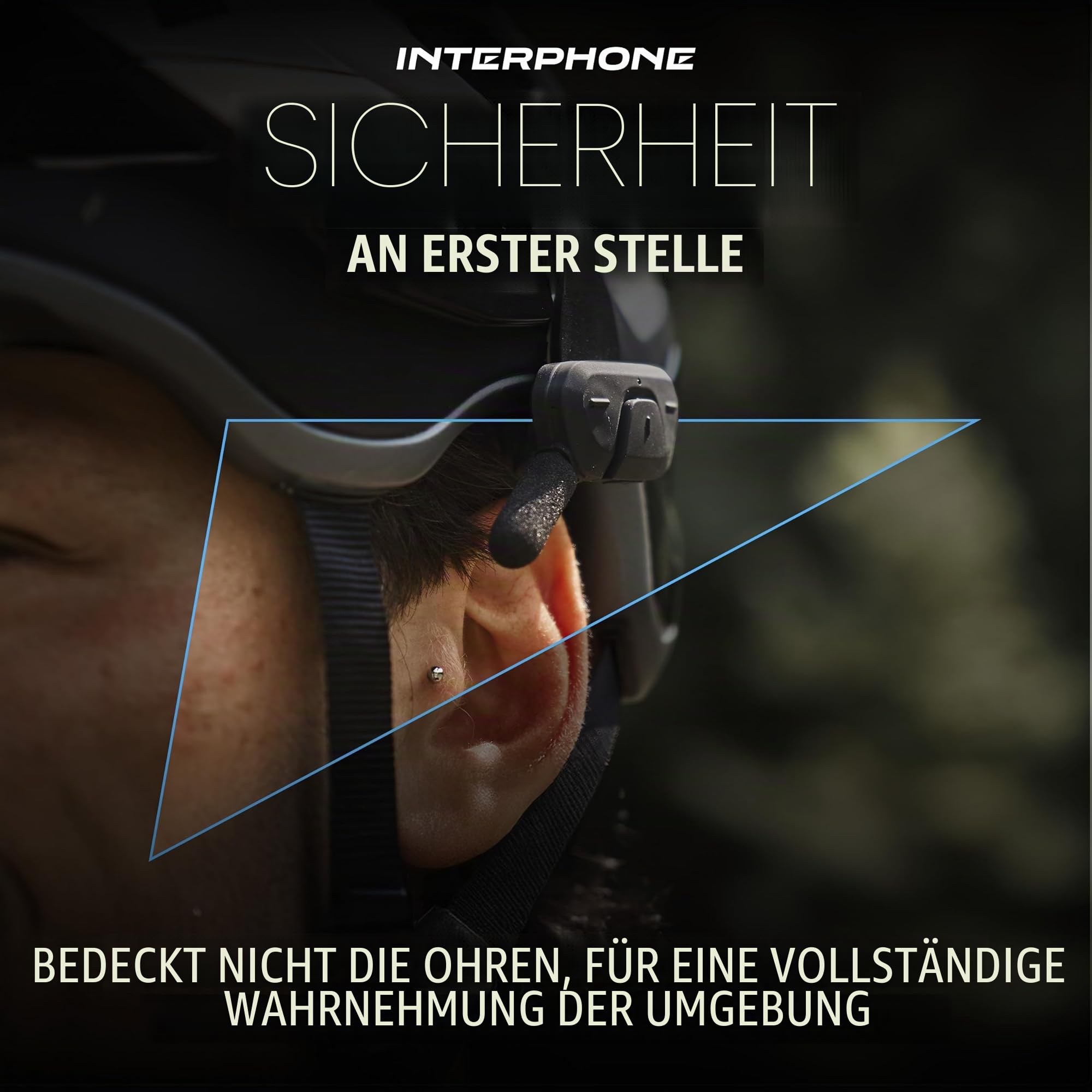INTERPHONE Aerial Dual-Fahrrad-Gegensprechanlage für die Kommunikation zwischen 2 Fahrern bis zu 300 m, Gegensprechanlage für Fahrradhelm mit Bluetooth für GPS, Musik und Anrufe, wasserdicht und mit