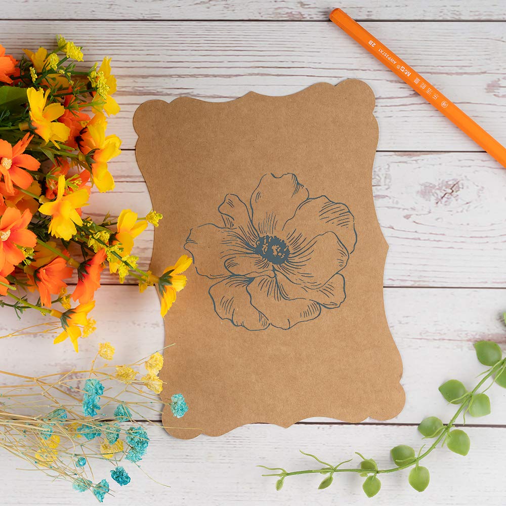 Zestaw 50 pustych kartek z życzeniami Kraft, kolor Kraft, 10 x 15 cm | Gruby papier kartonowy, do kart podarunkowych DIY, menu, zaproszeń na baby shower, zaproszenia ślubne