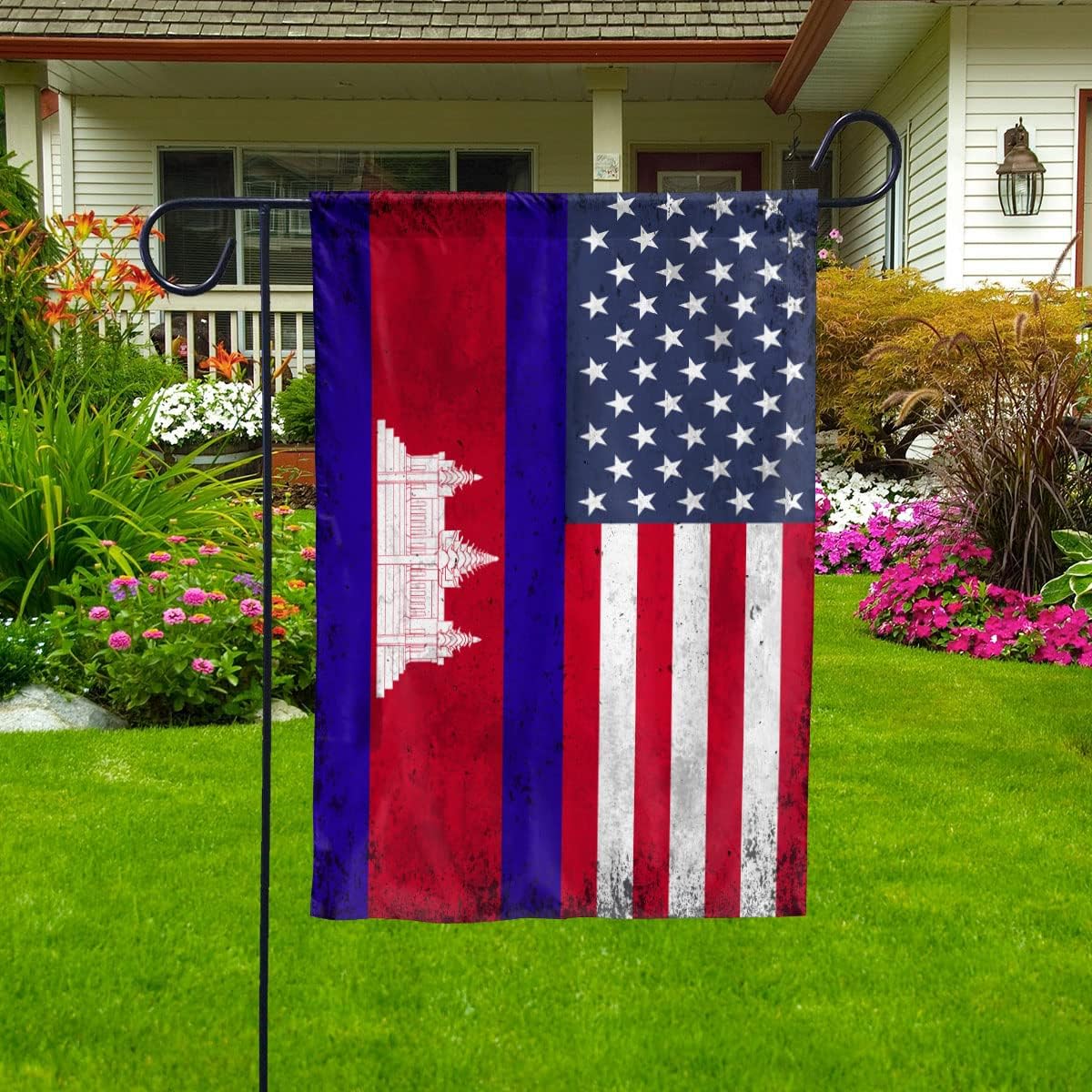 American Cambodia Flag - USA Flags Premium Polyester Decorative Indoor Outdoor Flag - Independence Day - Unisex - Rectangular - House Flag (29.95" x 39.95")