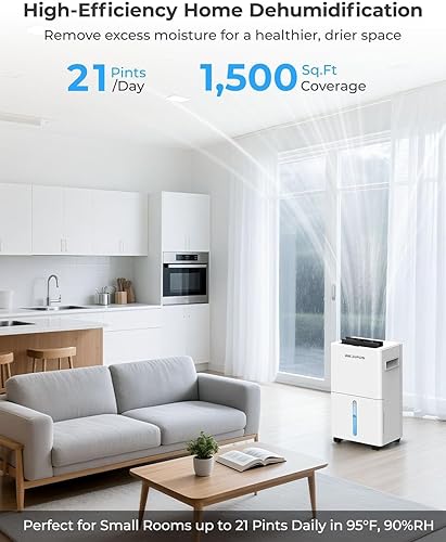 Miniatura 2 de Deshumidificador de 2000 pies cuadrados para sótano y habitaciones grandes, deshumidificadores de 21 pintas con manguera de drenaje, control