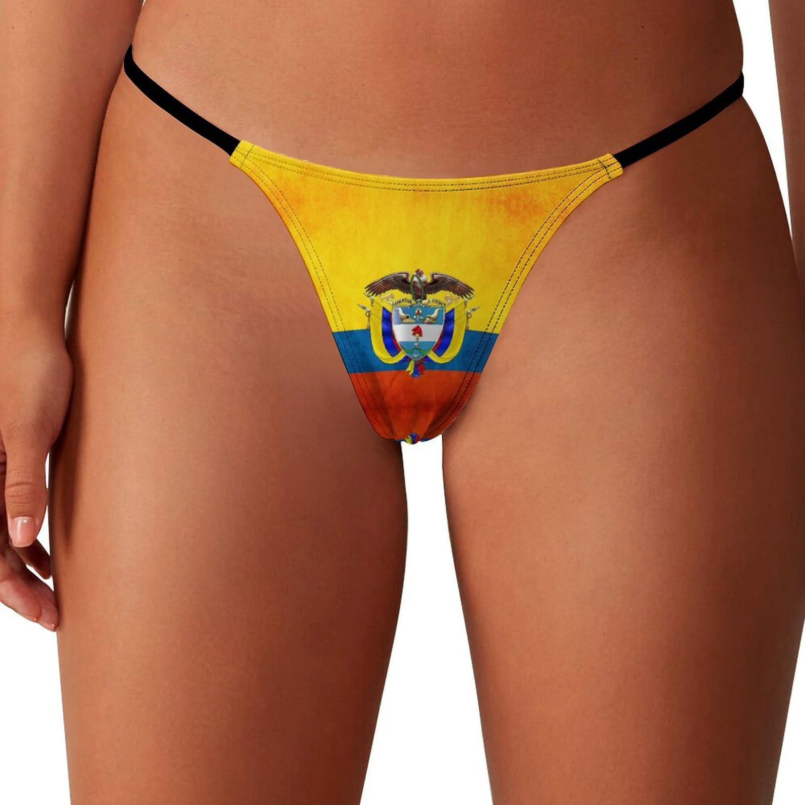 Smazdfxx Women's As Pic Colombia Flag Sexy Thongs For Breathable G String Low Rise Stretch Panties Underwear