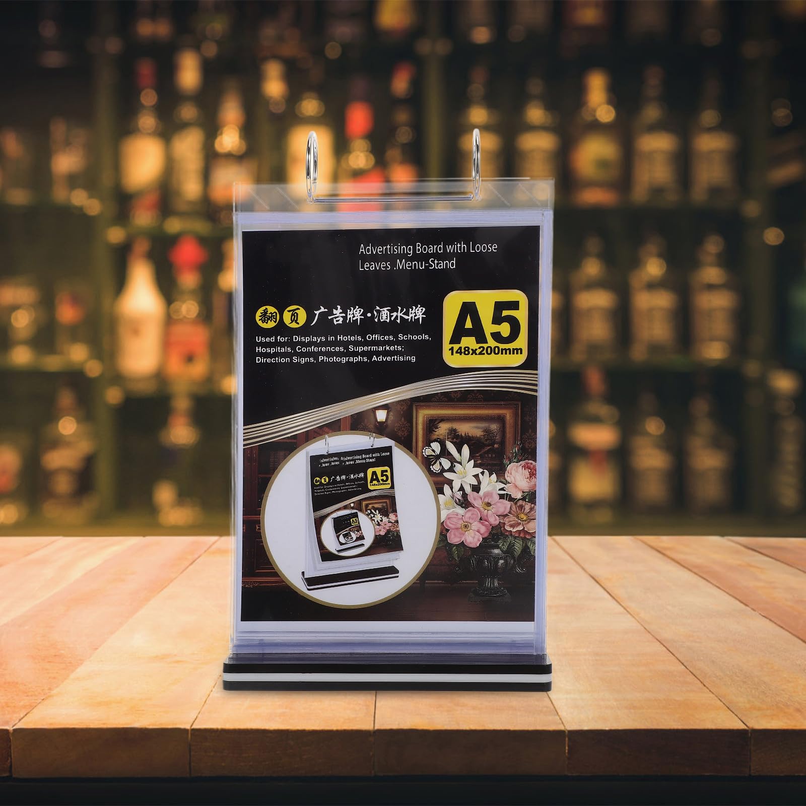 TOYANDONA 2 expositores acrílicos plegables de varias páginas, soporte para menú de escritorio, carpeta de anillas de 6 páginas, tamaño A5, para tarjetas de mesa, marcos de fotos, publicidad de