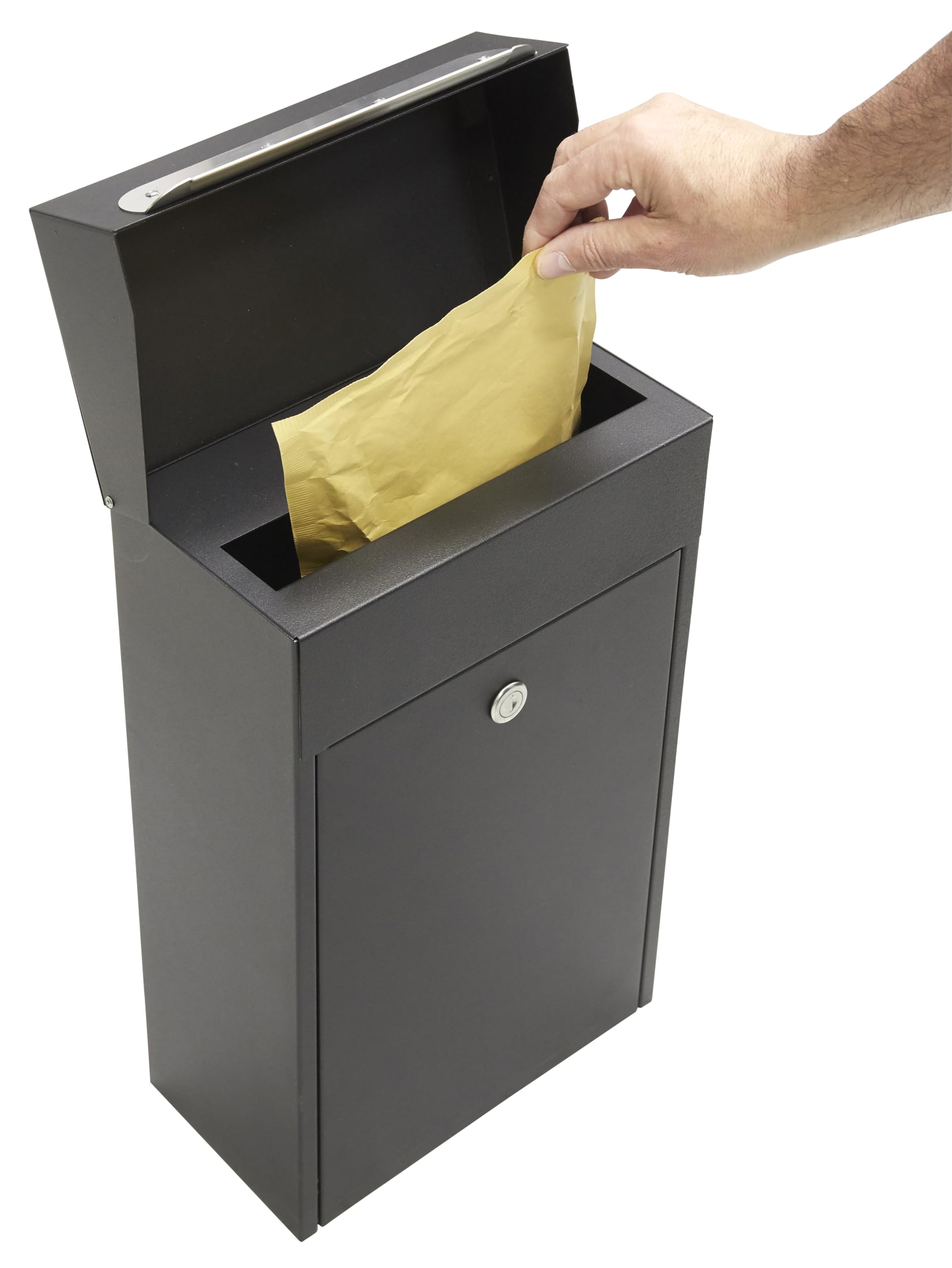 ARREGUI Bigen EP1004 Single Steel Mailbox for Mail and Small Parcel | Mailbox for Flexible Parcels | 46 x 28.5 x 16 cm | Black