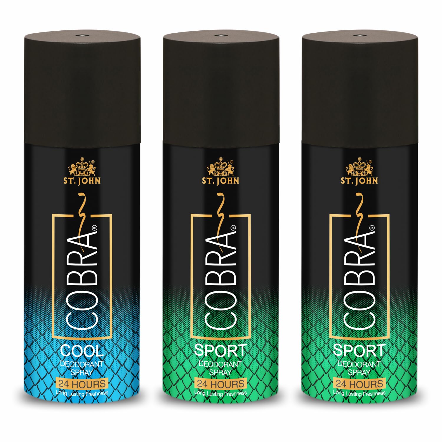 ST. JOHN COBRA Perfume Body Spray for Men & Women | Irresistible Scent Fresh and Soothing Long lasting Cobra Sports Combo and Cool Deodorant Body Spray 150ml Each (Pack of 3)-image-8