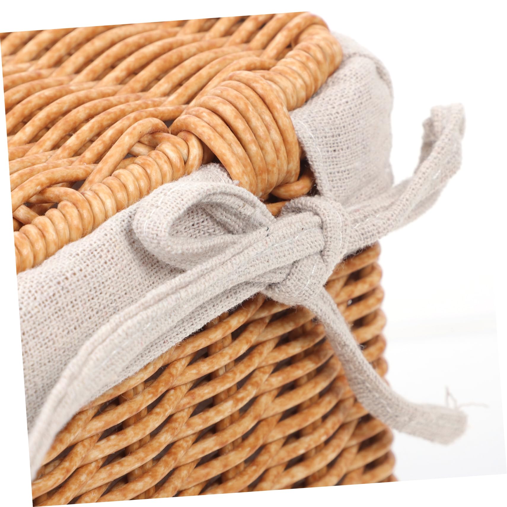 PRETYZOOM Cesta de Almacenamiento de Mimbre Rectangular con Tapa y Asas | Pp y Tela, Diseño Espacioso para Ordenar y Guardar, Formato Mediano 32x22x18cm, para Hogar y Armarios