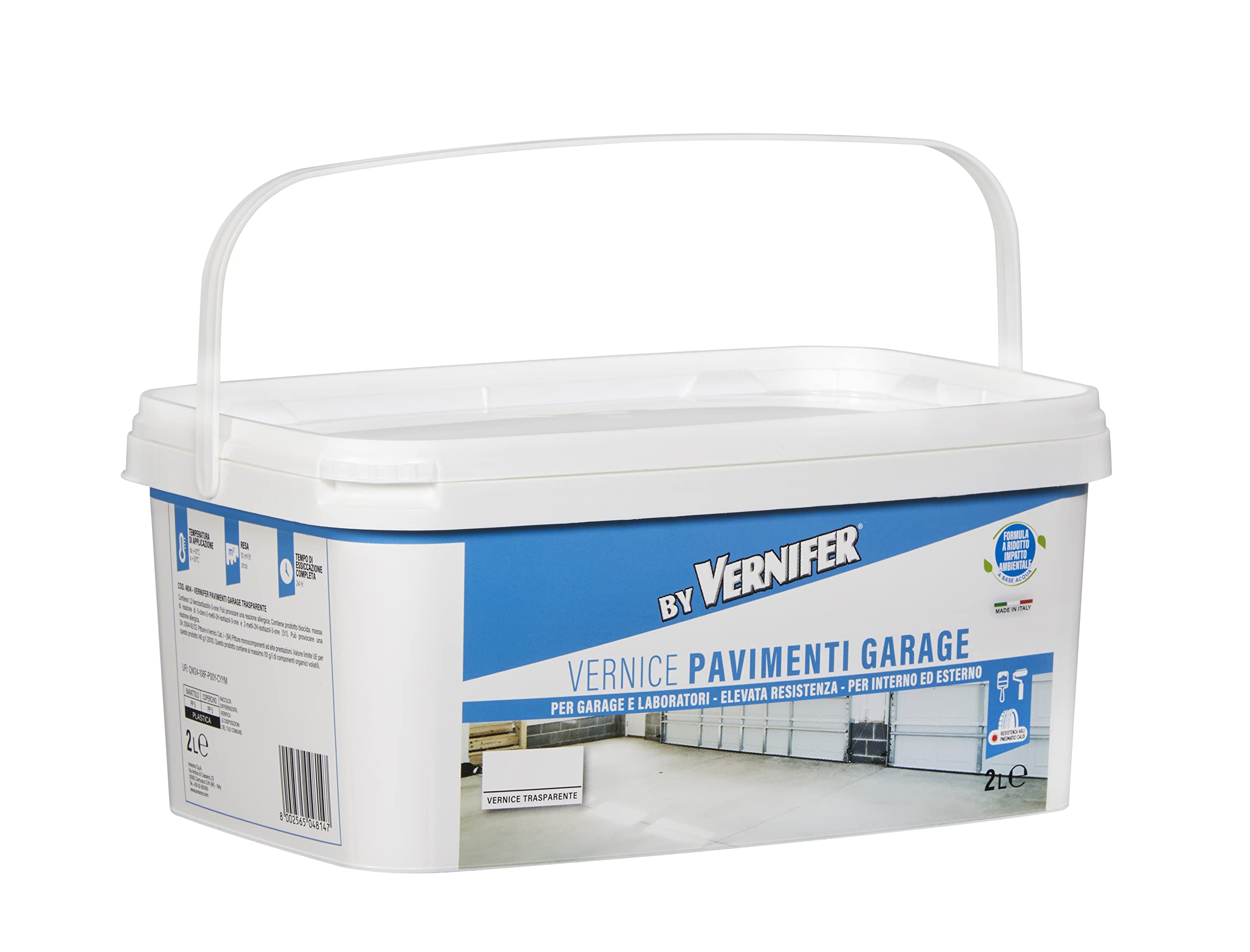 BY VERNIFER Vernice Pavimenti Garage, Vernice Monocomponente A base di Acqua, Proteggi Pavimenti, Adatta a Cemento, Calcestruzzo, Resina o Ceramica, Elevata Adesione, Altamente Resistente, 2L