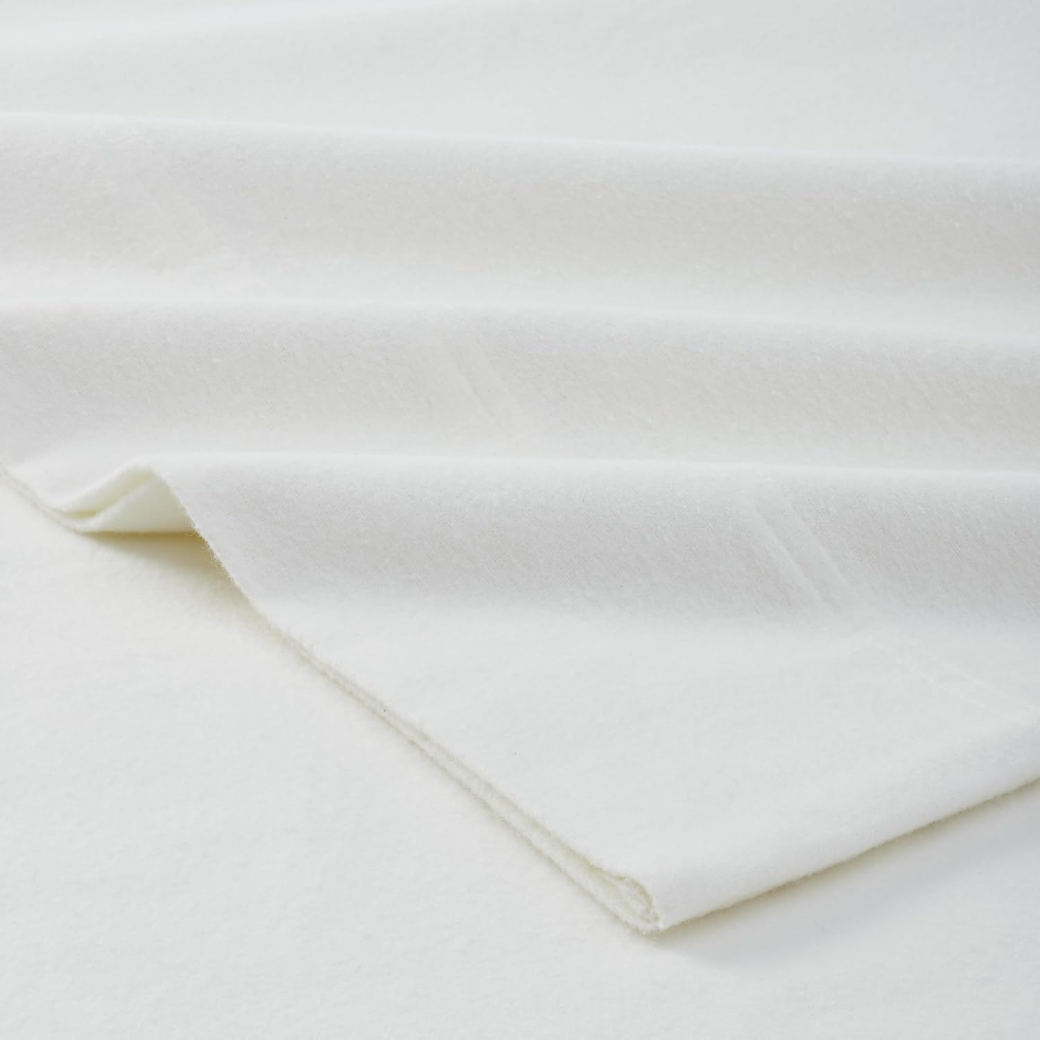 Superior Rome Flannel Cotton Sheet Set, Ultra-Soft Fuzzy Sheets, Modern, Farmhouse Bedding, Basics, Includes; Flat Sheet, Elastic Deep Pocket Fitted Sheet, Pillowcases, Queen, Solid Ivory