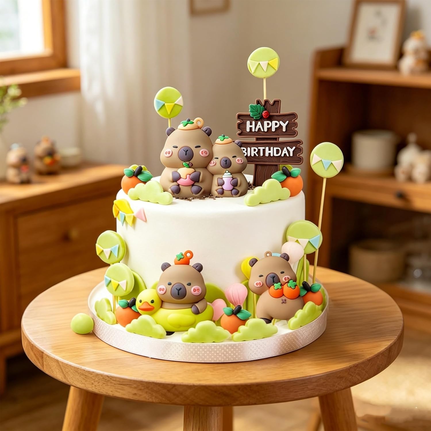Capybara Cake Topper Capybara Birthday Party Decorations Cute Animal Cake Decoration Mini Blowfish Capy Birthday Party Supplies Favors Baby Shower Decor