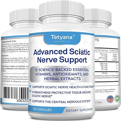 Alivio avanzado del apoyo del nervio ciático vitamina de palma alfa, ácido alfa lipoico, benfotiamina - suplementos de ciática 12 en 1 - 120 Alivio avanzado del apoyo del nervio ciático vitamina de palma alfa, ácido alfa lipoico, benfotiamina - suplementos de ciática 12 en 1 - 120